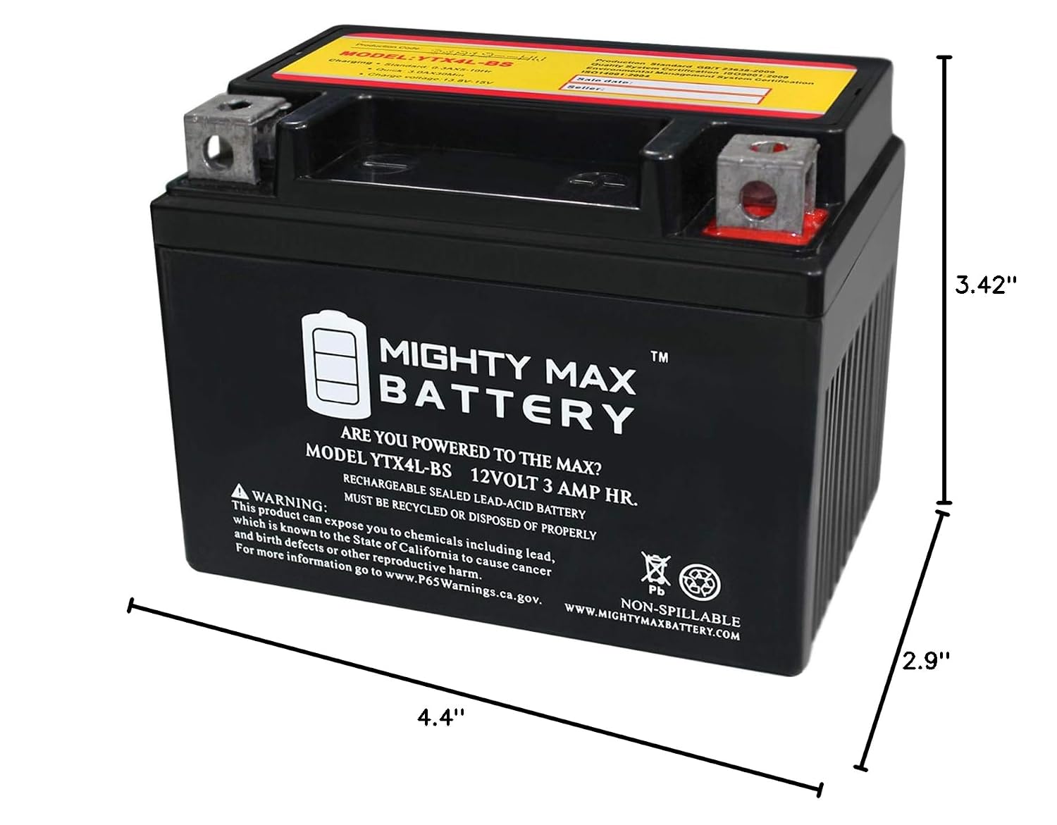 Mighty Max Battery YTX4L-BS Battery