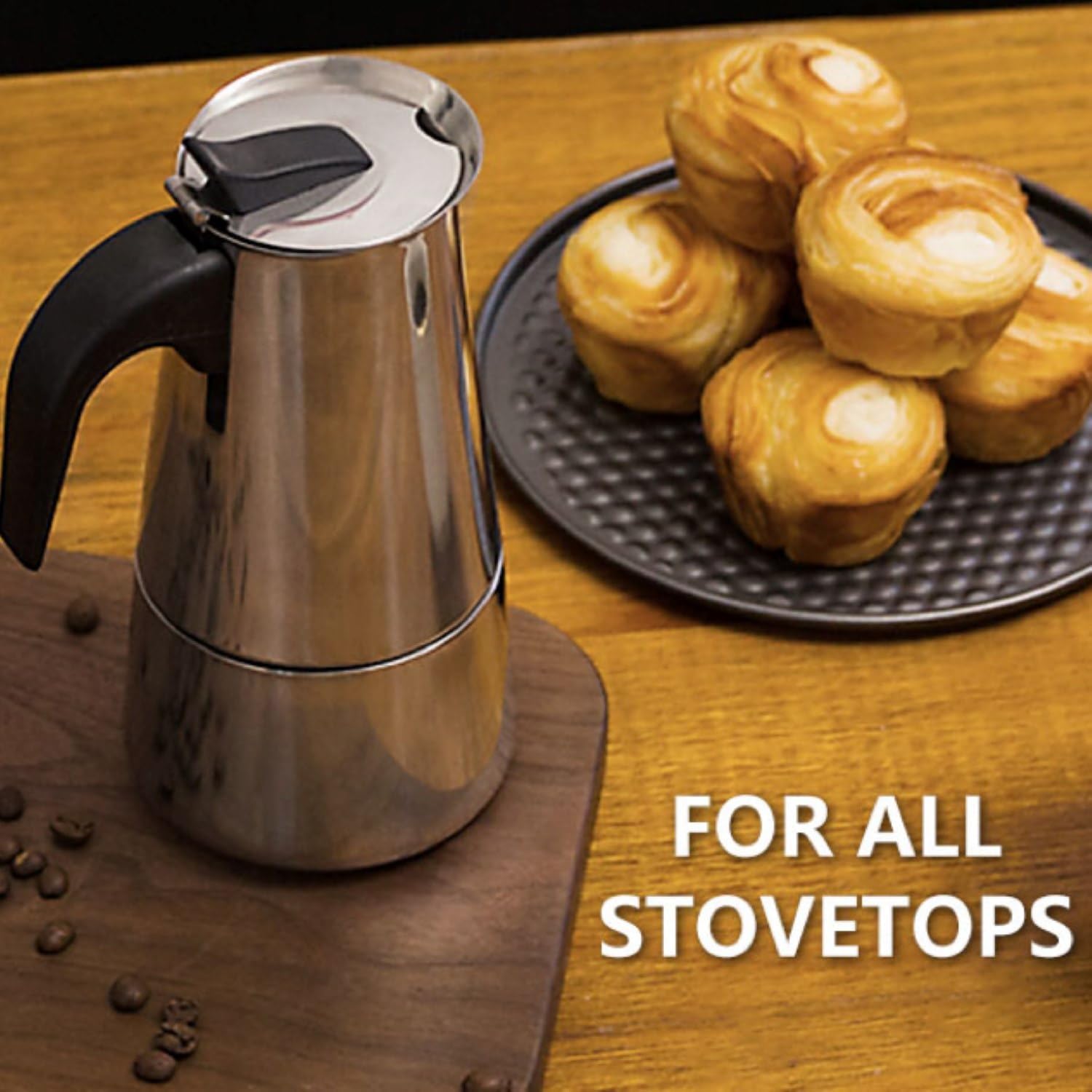 elabo Stainless Steel Moka Pot, Stovetop Espresso Maker Machine 10 Cups