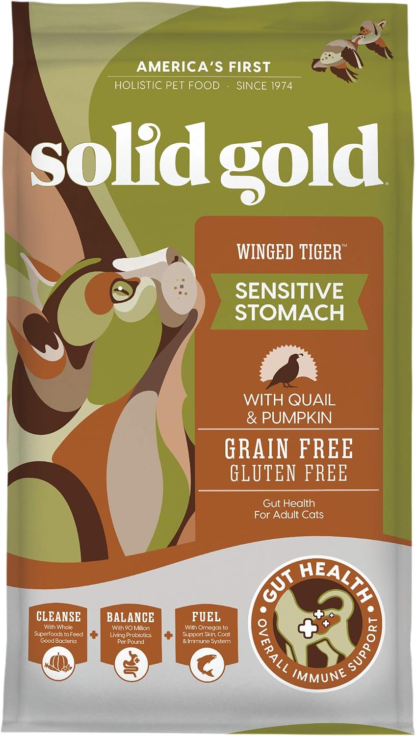 Solid Gold Dry Cat Food for Indoor Cats of All Ages - W/Lamb, Brown Rice, Barley, Probiotics & Fiber for Gut Health- Holistic & Healthy Cat Kibble for Kittens & Adults - Dry Kibble for Cats - 4 LB