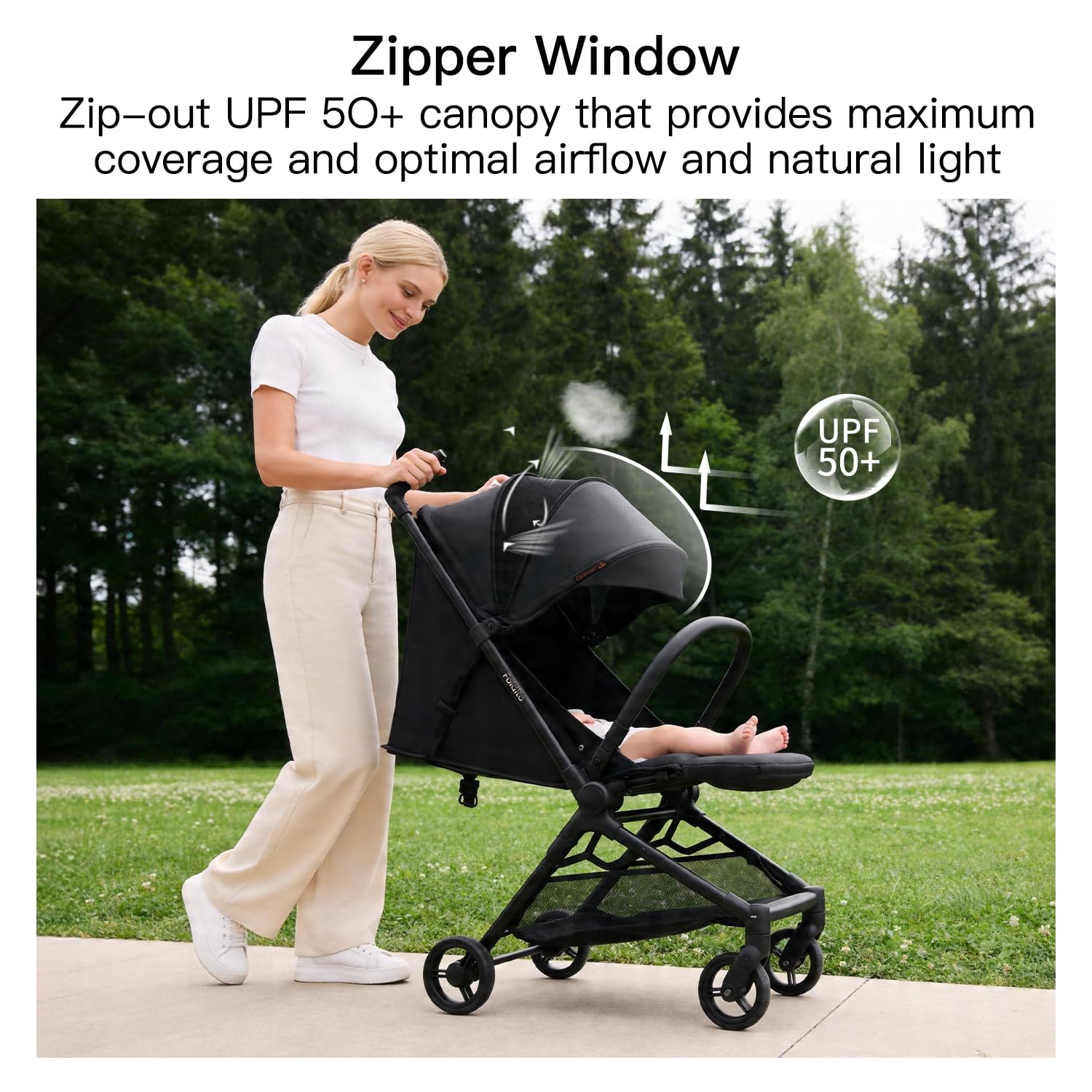 Gromast Travel Stroller for Airplane, Ultra Compact & Lightweight – Only 9.9 lbs, Portable Infant Toddler Baby Stroller, w/UPF 50+ Canopy - Black