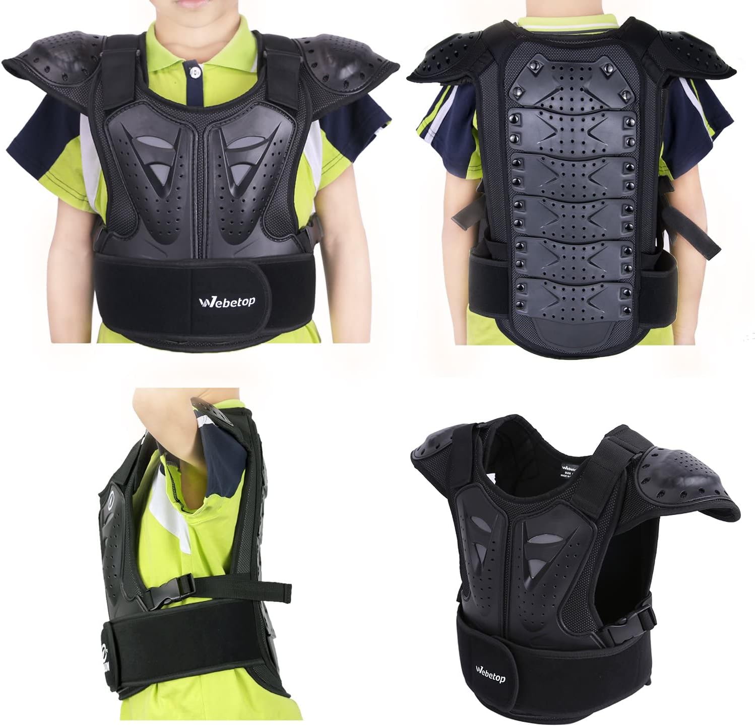 Webetop Kids Dirt Bike Chest Protector Motocross Adjustable Youth Chest Protector Shock-Resistant Dirt Bike Gear for ATV, Cycling | Youth Riding Gear, Adjustable Fit, Lightweight Design, Multi-Sport Use, Growth-Friendly Wear, Easy On and Off
