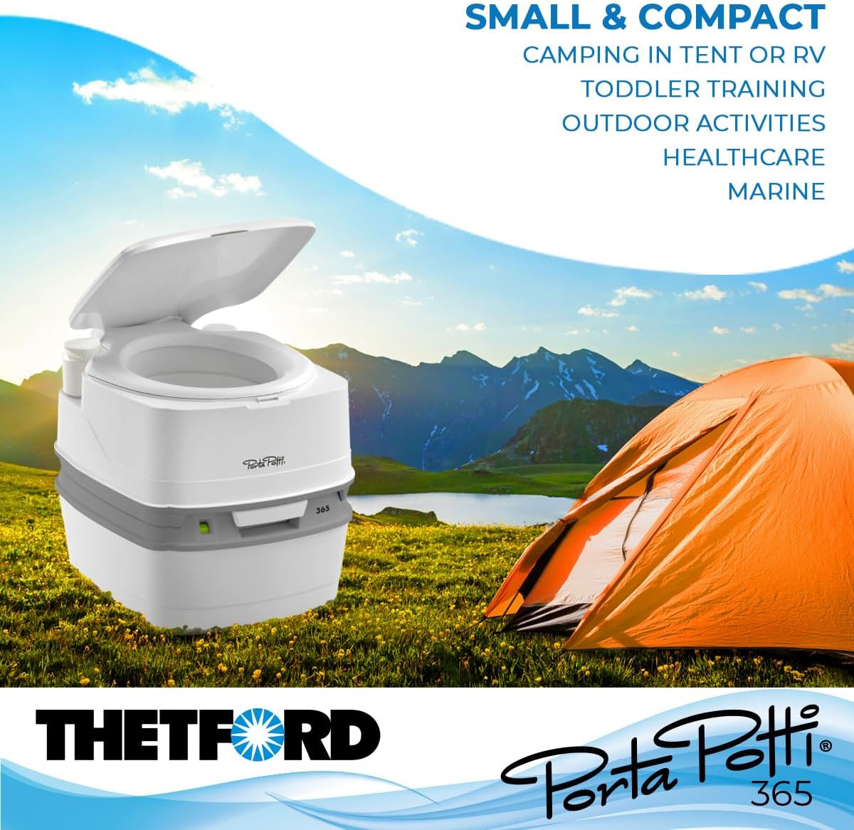 Porta Potti Thetford Porta Potti 365 Portable Toilet (for RV, Marine, Camping, Vans, Trucks, Healthcare) 92820, White