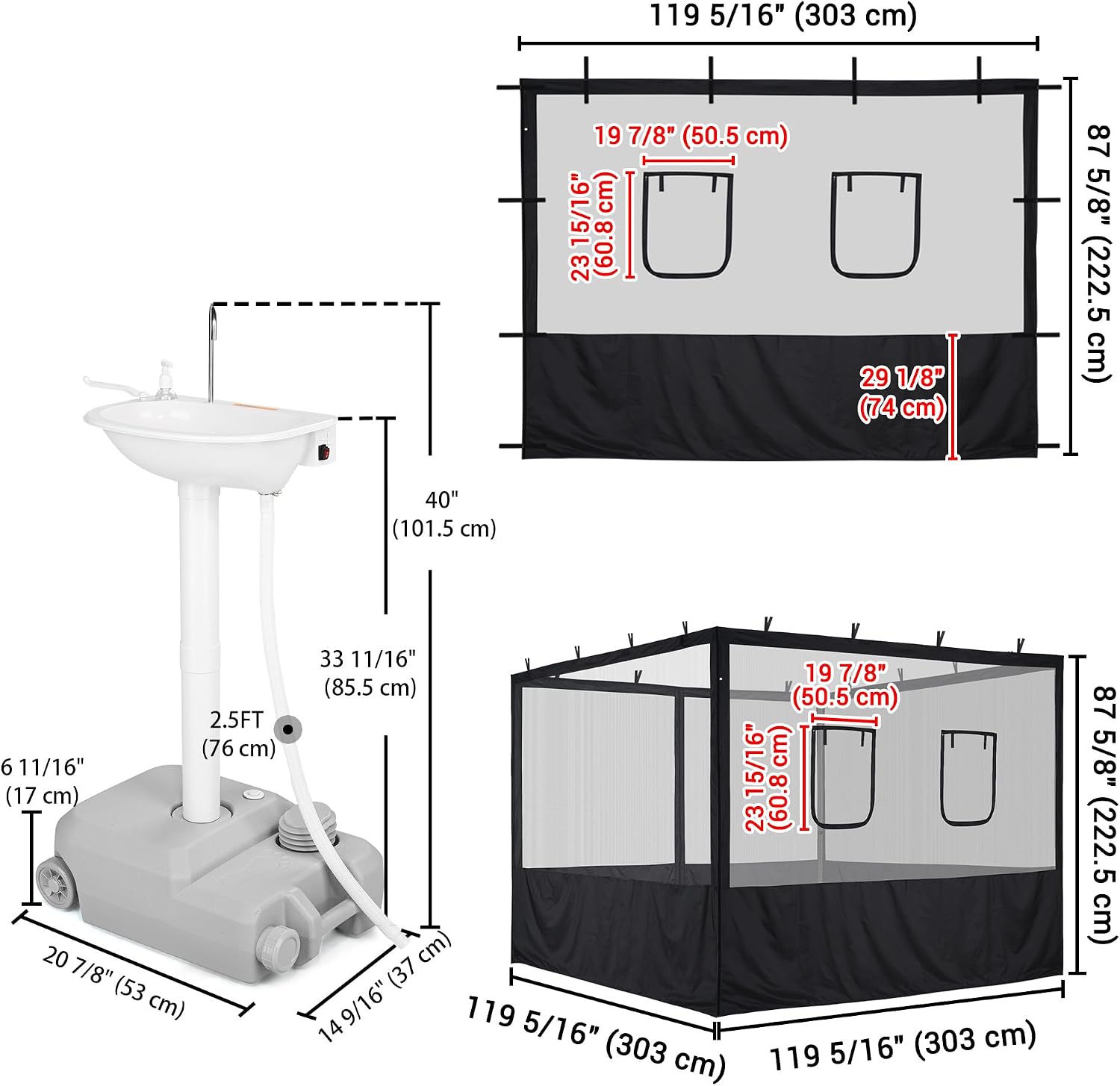 Yescom Pop Up Canopy Half Mesh Sidewall with Window 10x10Ft for Food Booth