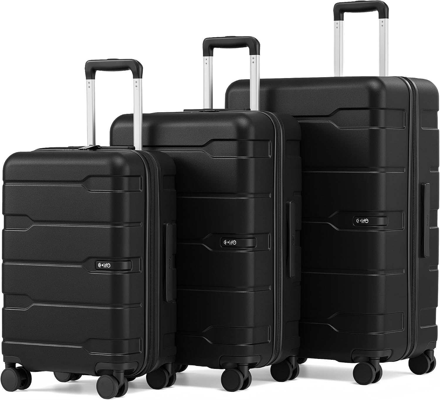 Coolife Medium Checked Luggage Hardside Suitcase with Spinner Wheels, 24in | Lightweight ABS+PC, Rolling Travel Suitcase with TSA Lock, Spinner Wheels, Durable Zipper, Charcoal