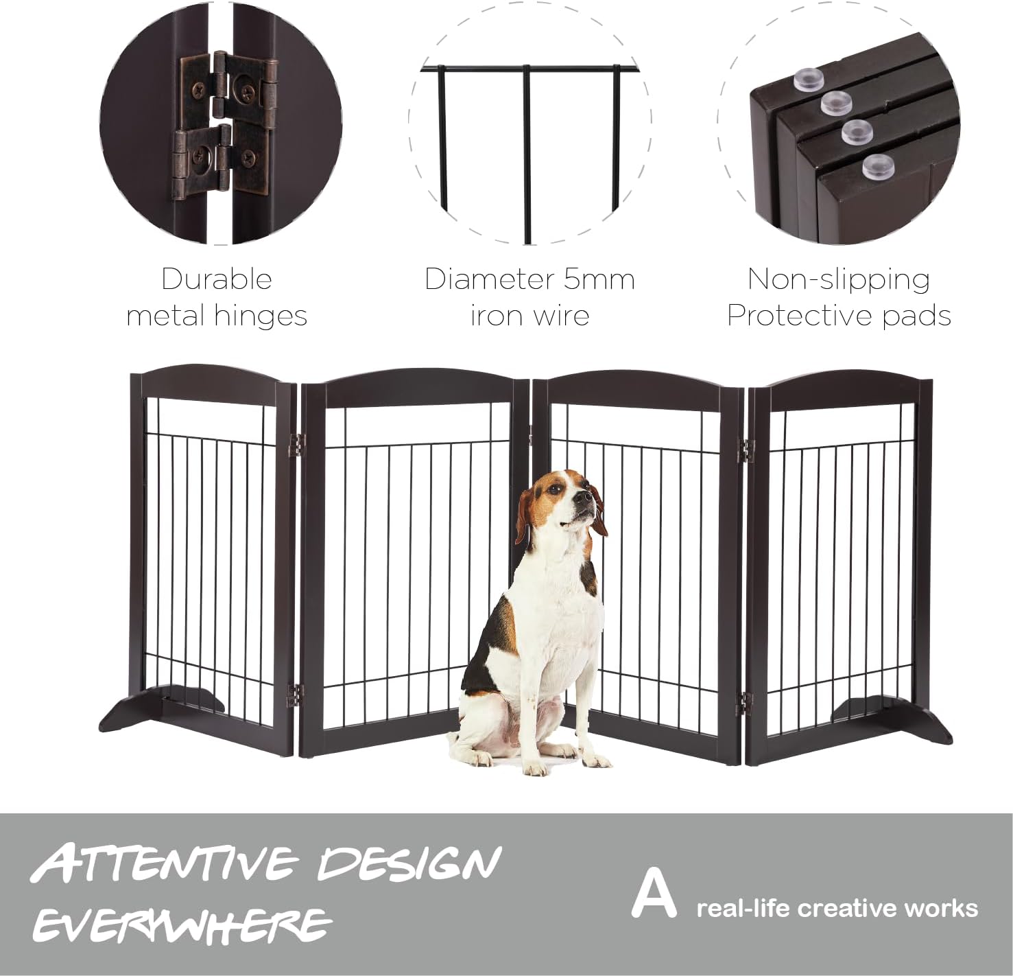 PAWLAND Extra Wide Foldable Dog gate for Doorway, Indoor, 72“ Wide, 30" H