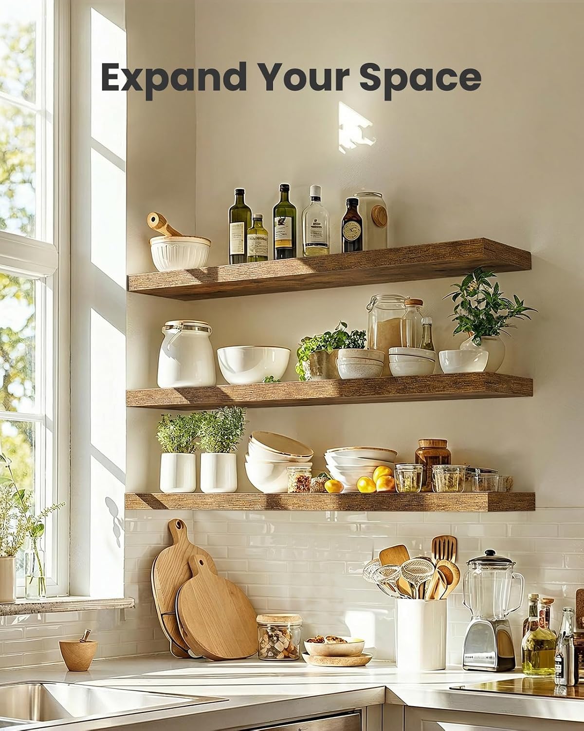 AMADA HOMEFURNISHING Floating Shelves, Wall Shelves for Bathroom/Living Room/Bedroom/Kitchen Decor