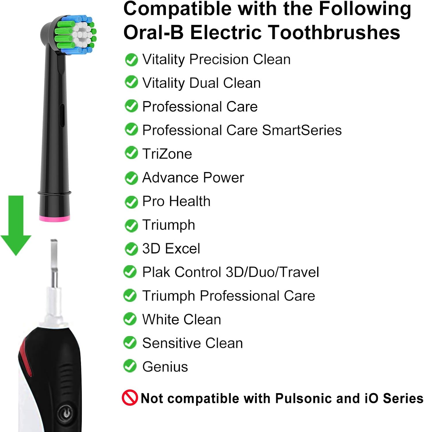 8pcs Replacement Heads Compatible with Oral B Electric Toothbrush, 4pcs Precision Clean and 4pcs Cross Clean Brush Heads, Black