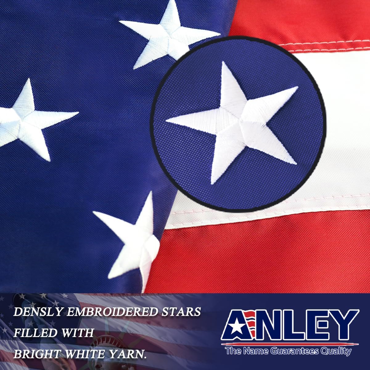 ANLEY EverStrong Series American Flag 6x10 Foot Heavy Duty - Embroidered Stars and Sewn Stripes - 4 Rows of Lock Stitching - US National Banner Flags with Brass Grommets 6 X 10 Ft