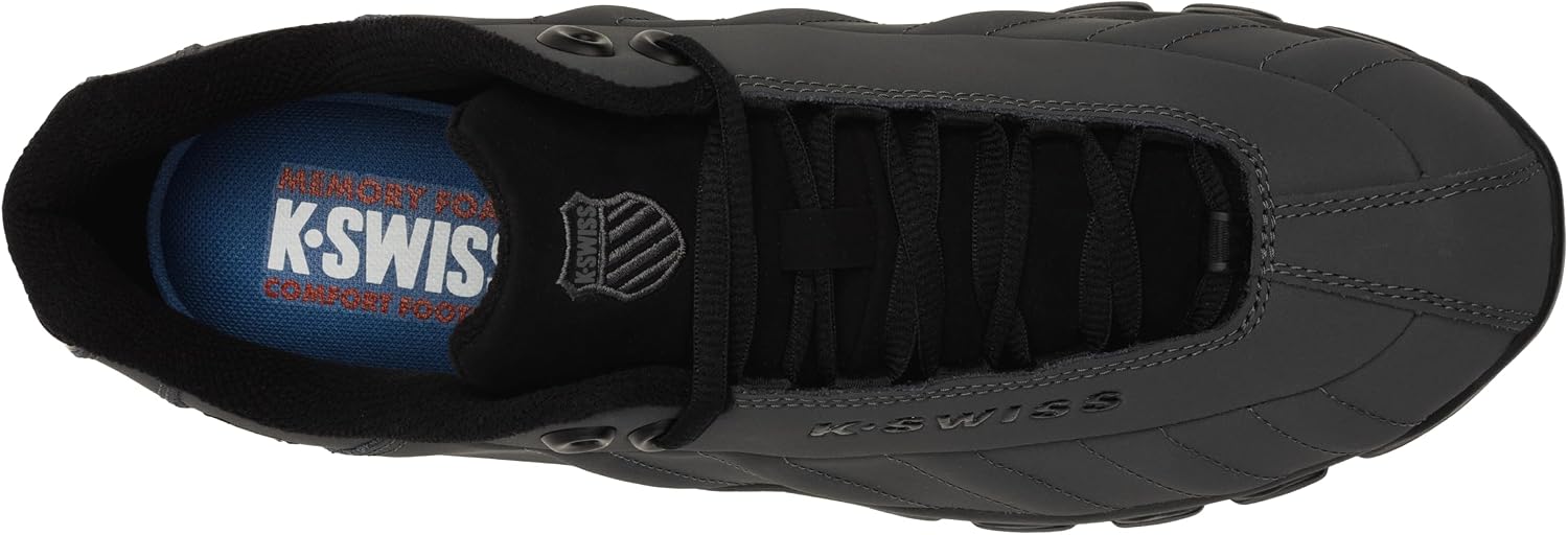 K-Swiss Men's ST329 CMF Sneaker, Wide Tennis Walking Shoes Leather Upper | Court Inspired, Tennis Heritage, Comfort Soft Cushioning, Arch Support, Wide Feet Fit, Chunky Silhouette, Classic Style.