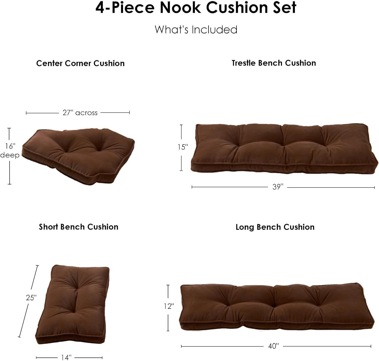 Greendale Home Fashions Hyatt 4-Piece Kitchen Nook Polyester Cushion Set, Cobalt