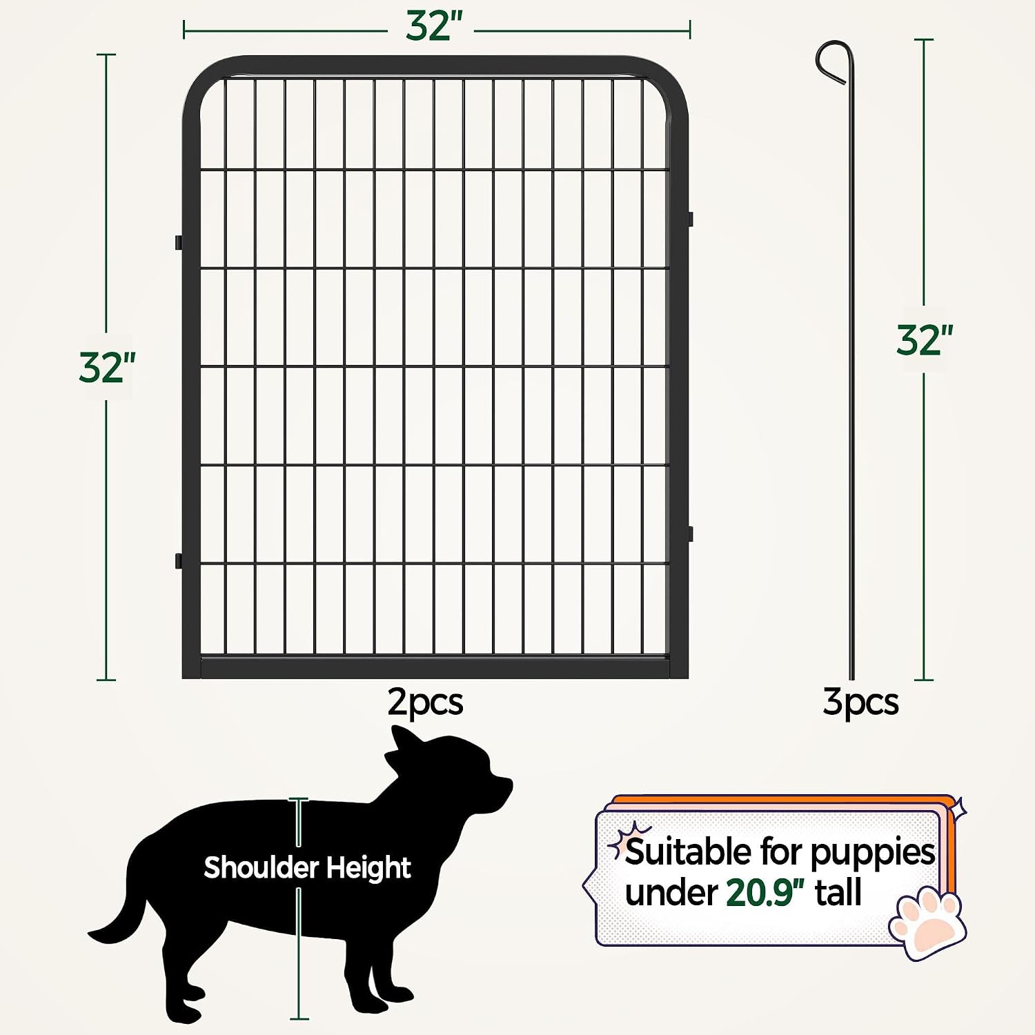 Yaheetech Dog Playpen 24in 16 Panels Pet Fence for Indoor Yard RV Camping | Easy Setup, Heavy Duty Rustproof Frame with Secure Latch Door, DIY Layouts,Foldable Storage, for Puppies & Small Dogs
