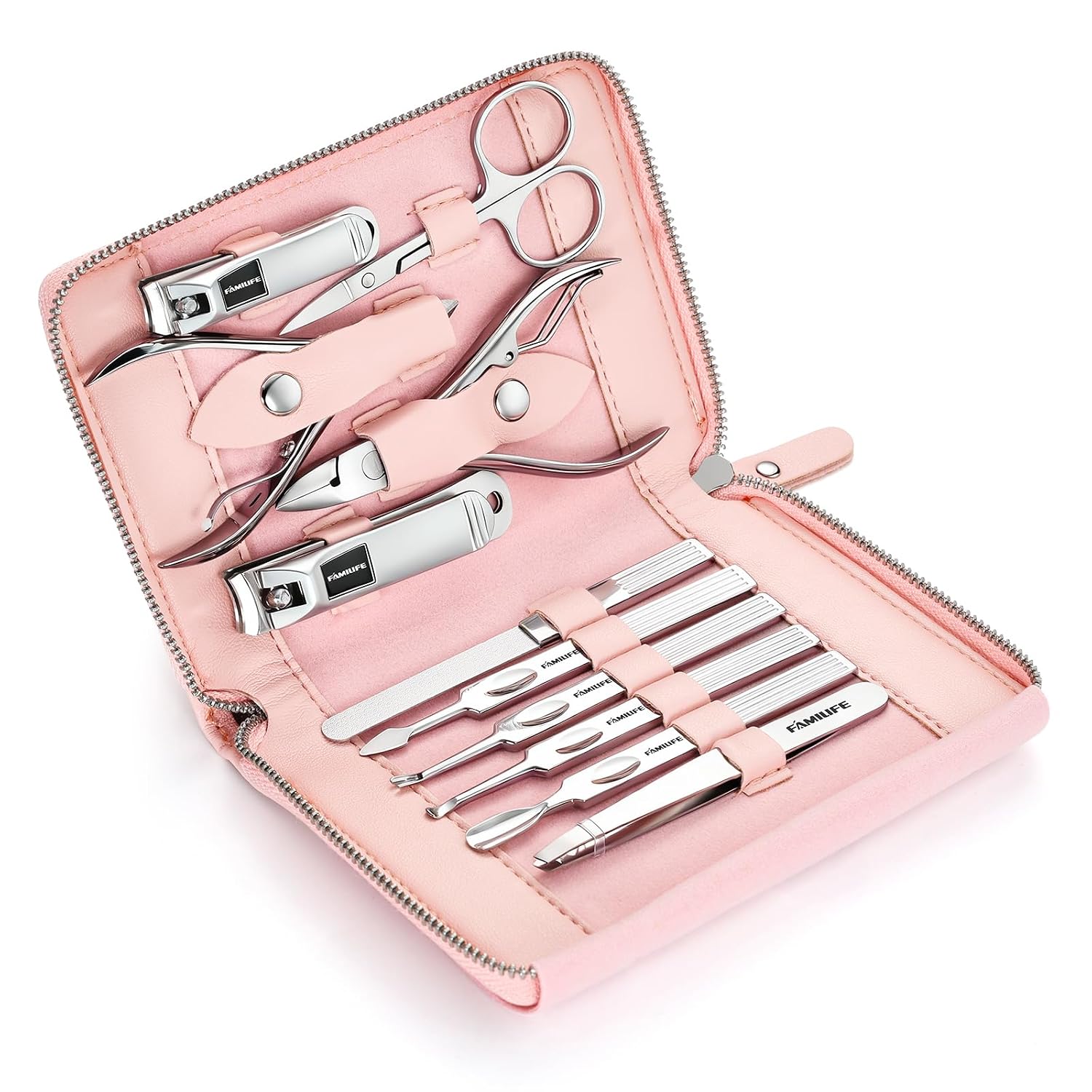 FAMILIFE Stainless Steel Manicure Set 11-in-1 Professional Nail Clipper Kit