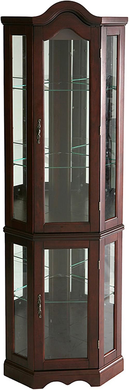 Home Decorators Collection Vitric Lighted Curio, 70" Hx21 Wx16 D, Golden Oak