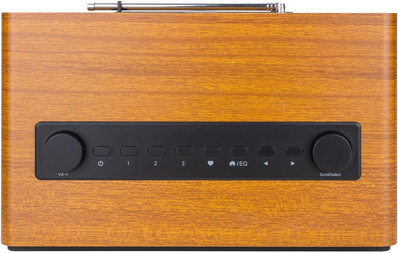Ocean Digital WR-860 FM Wi-Fi Internet Radio with Stereo Speakers, Alarm Clock, Sleep Timer, Line Out, Aux in, Stress Relief, Relaxation and Sleep Aid