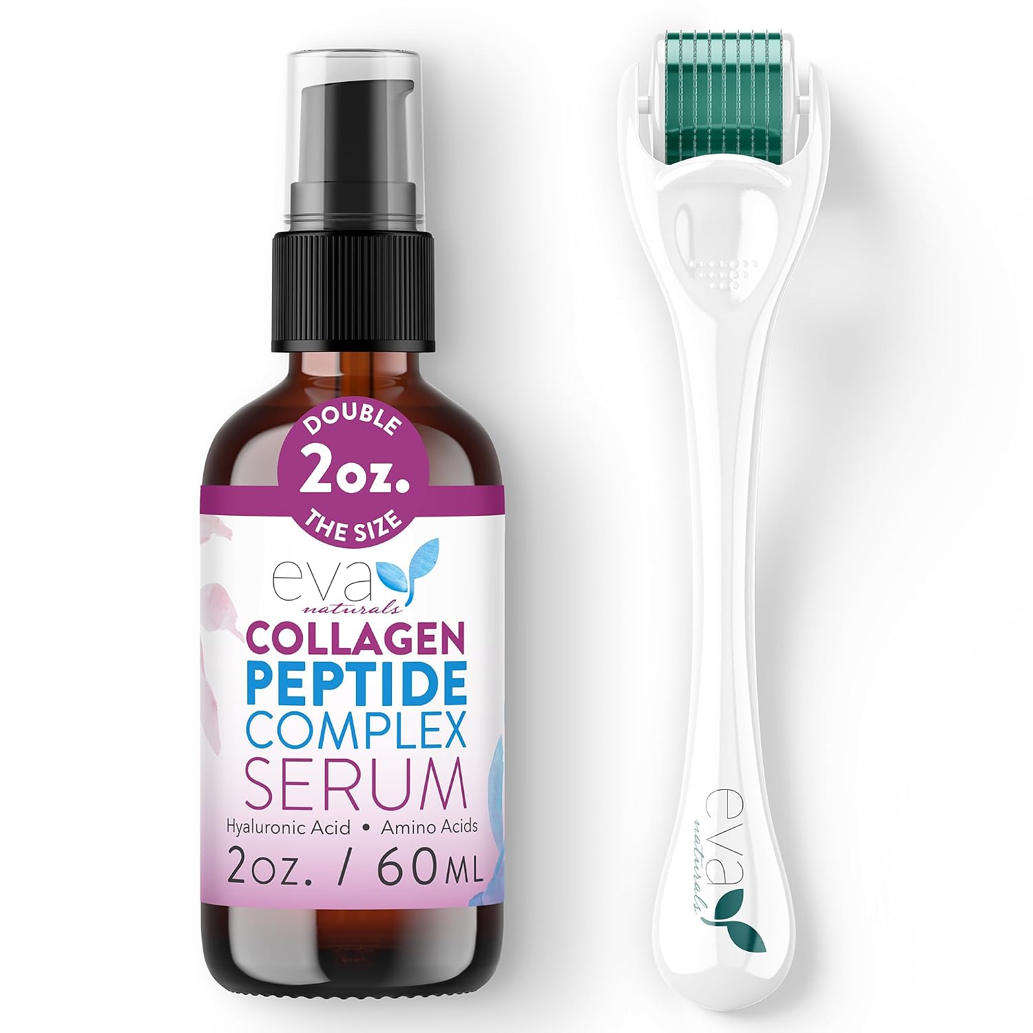 Eva Naturals Collagen Peptide Serum, Hyaluronic Acid, Fine Lines, 2 oz | Firming, hydrating, wrinkle reducer, anti-aging, for women & men, for face