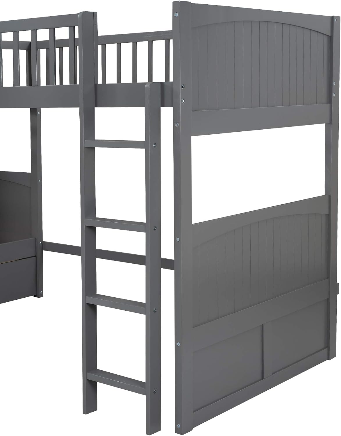 Harper & Bright Designs Twin L-Shaped Bunk Bed with Trundle, Can be Divided into Two L-Shaped Beds, No Spring Box Needed (Grey)