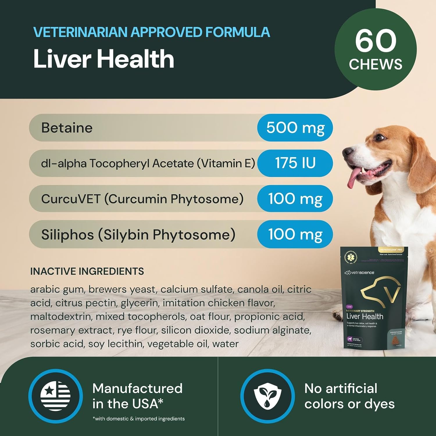 VetriScience Veterinary Strength Liver Health Chews - Canine Liver Care Supplement for Detox Support - Dog Supplement - Supports Immune System - No