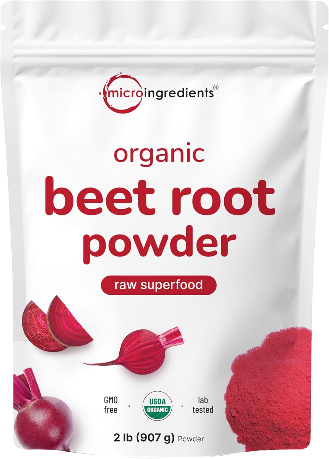 Micro Ingredients Organic Beet Root Powder, 4 Pounds | Nitric Oxide Supplement for Men & Women | Water Soluble, Highly Concentrated Raw Beet Supplement | Superfood Drink Mix | Non-GMO, Plant Based