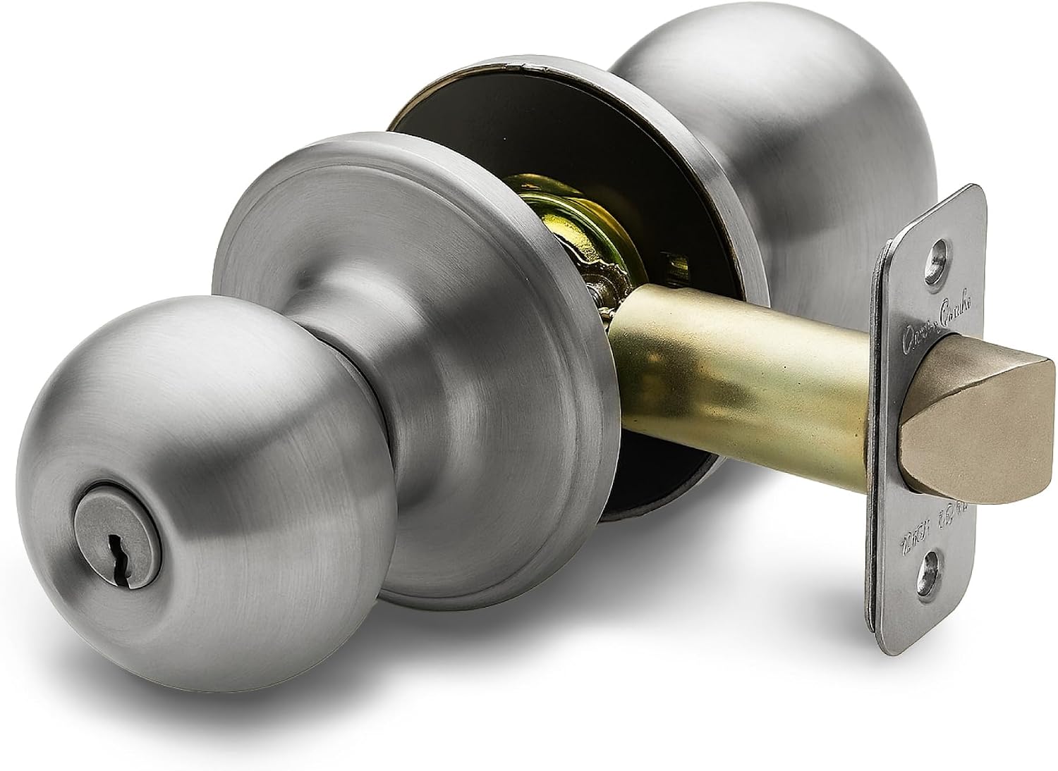 Copper Creek Privacy Interior Door Knob – ANSI Grade-3 Certified, Modern Heavy Duty Handle, Easy Install and Reversible for Bedroom, Bathroom & Closets – Satin Stainless (1 Pack)