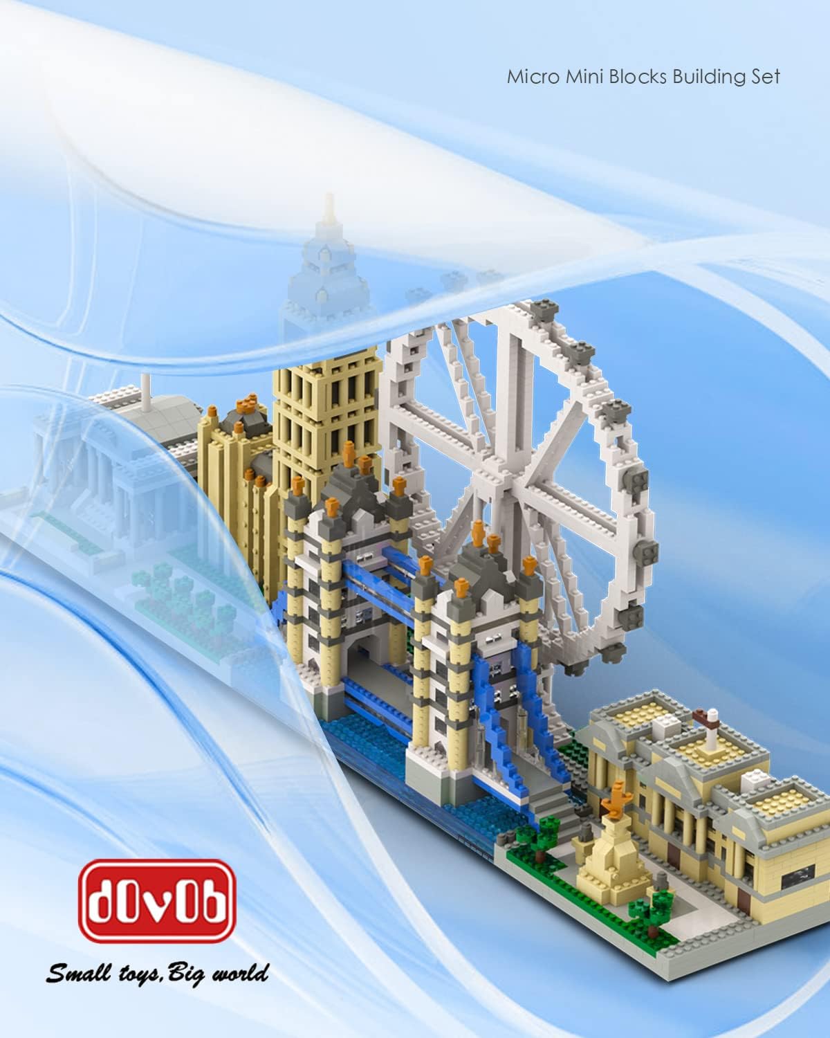 dOvOb Architecture London Skyline Collection Micro Mini Blocks Set Model Kit and Gift for Kids and Adults (3076 Pieces)