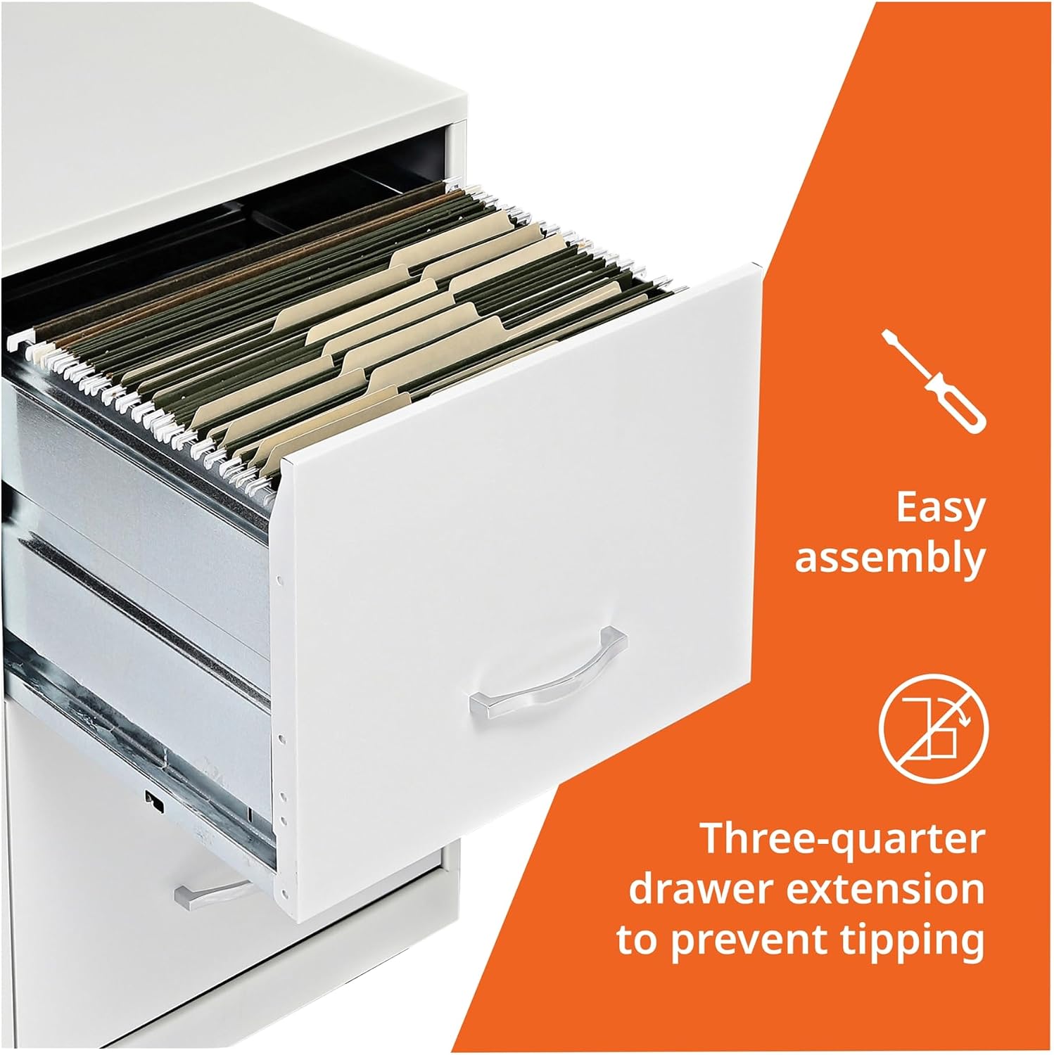 NuSparc 2 Drawer Locking Filing Cabinet | Pre-Assembled Steel Construction | Space-Saving Design is Perfect for Home and Small Office | Letter-Size | Assembled in North America