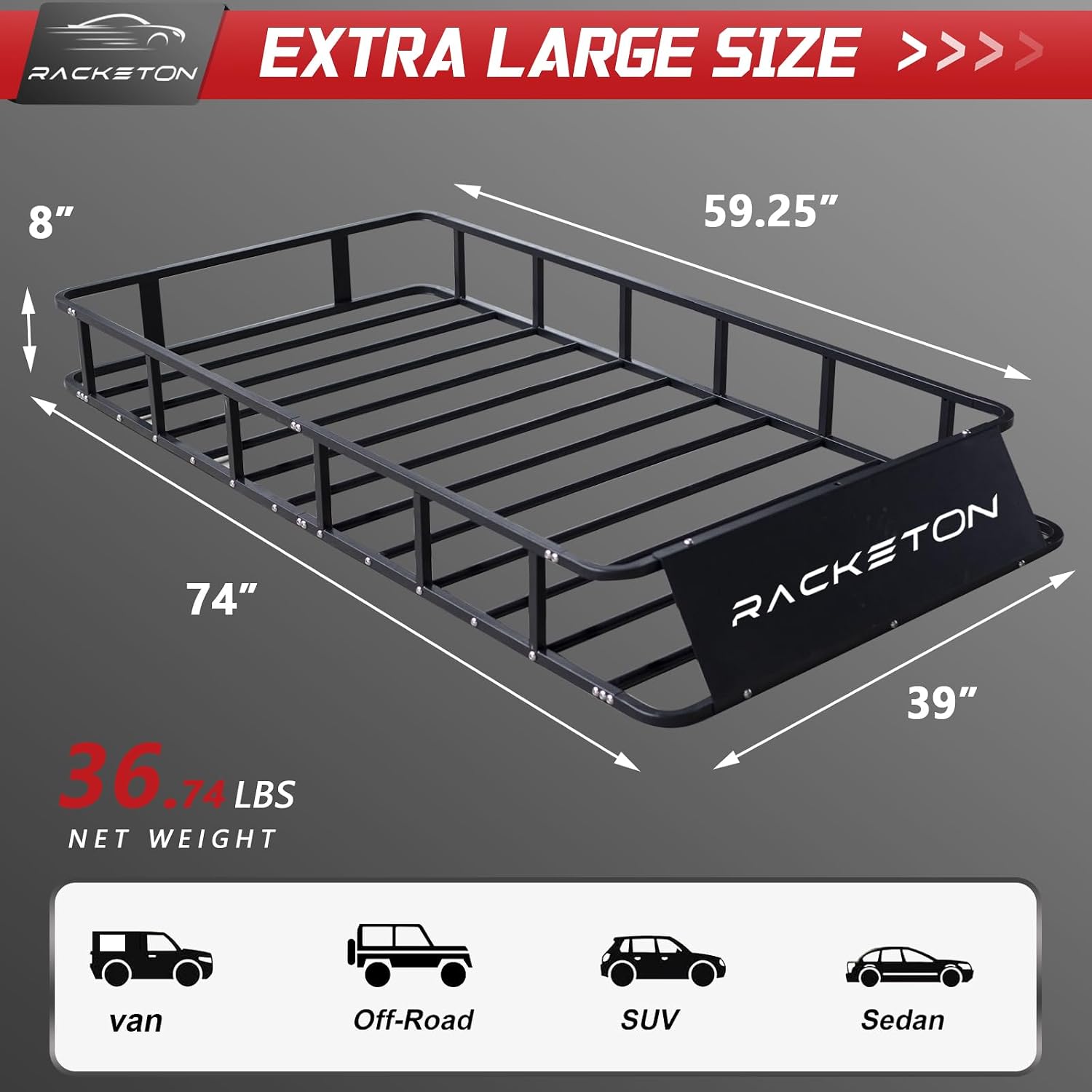 64”x39”x8” Roof Cargo Rack for SUV Car Trucks,Heavy Duty Cargo Basket Anti-Rust Top Luggage Rack