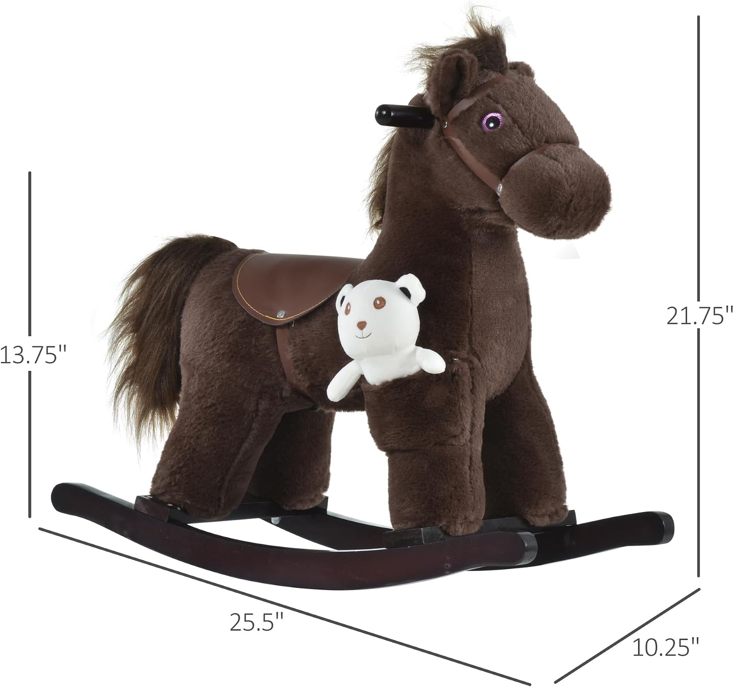 Qaba Kids Rocking Horse with Bear Toy Fun Realistic Sounds Toddler Blue