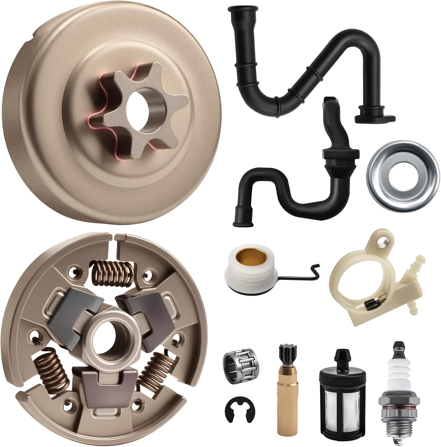 .325" 7T Spur Sprocket Clutch Drum Kit with Oil Pump Fuel Filter Oil Hose Line Worm Gear Spark Plug Compatible with Stihl MS231 MS231C MS251 MS251C