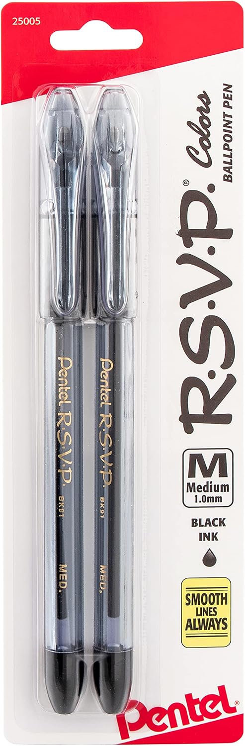 Pentel RSVP Ballpoint Pen, (1.0mm), Medium Line, Assorted Ink, Pack of 8 (BK91CRBP8M)
