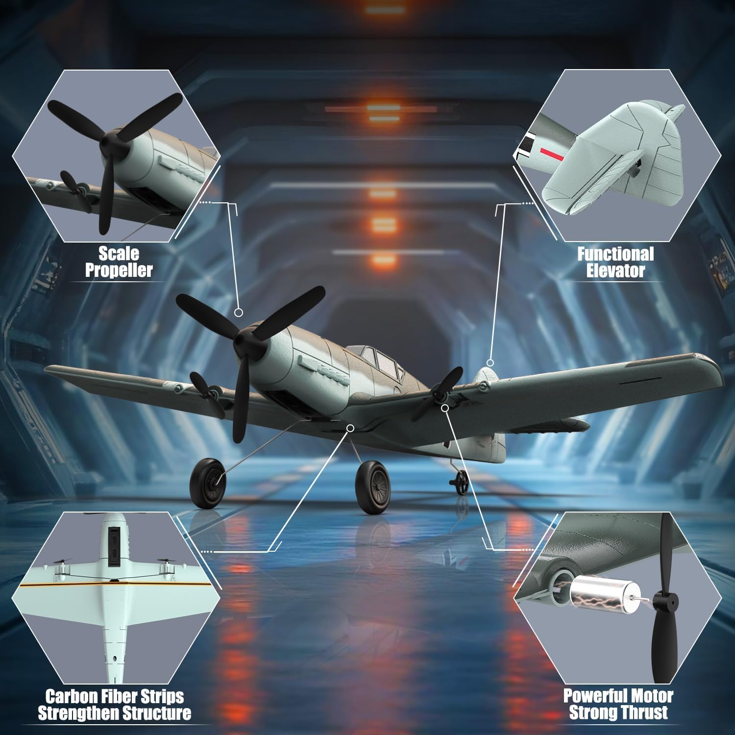 volantexrc RC Plane, 3 Channel Remote Control Plane for Beginners & Adults | Spitfire Fighter RTF, 6-Axis Gyro, 2.4GHz Radio Controlled Aircraft, Easy to Fly