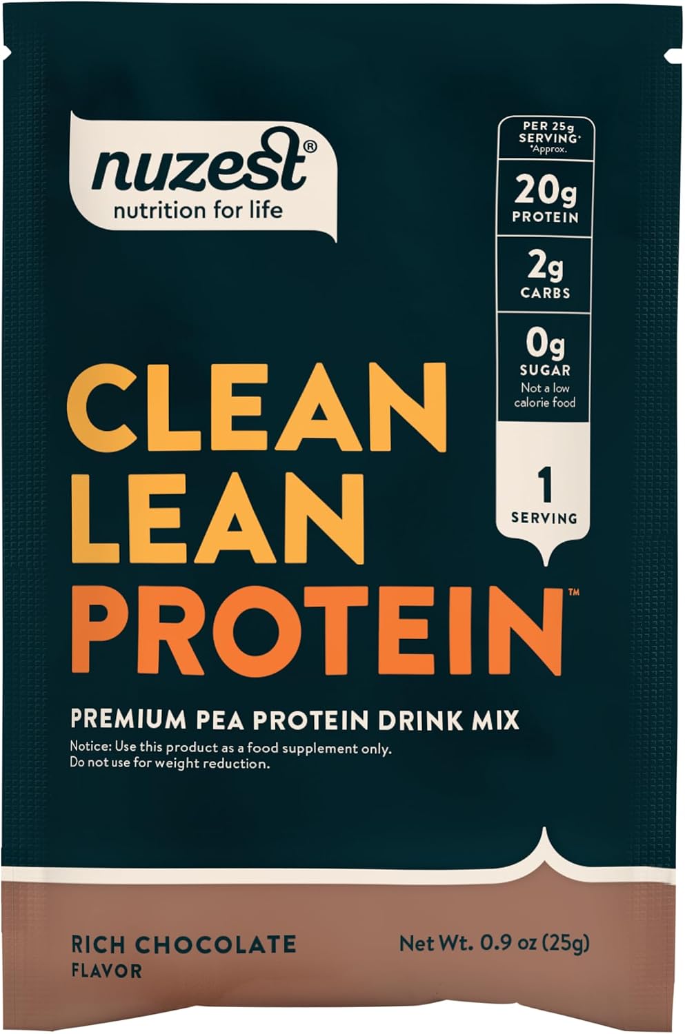 Nuzest Clean Lean Protein - Vegan Pea Protein Powder Rich Chocolate 1.1 lb | 20 Servings with 18g Protein Plant Based Protein Powder, Only 4 Ingredients, Dairy Free, Gluten Free, GMO Free, Protein Shake