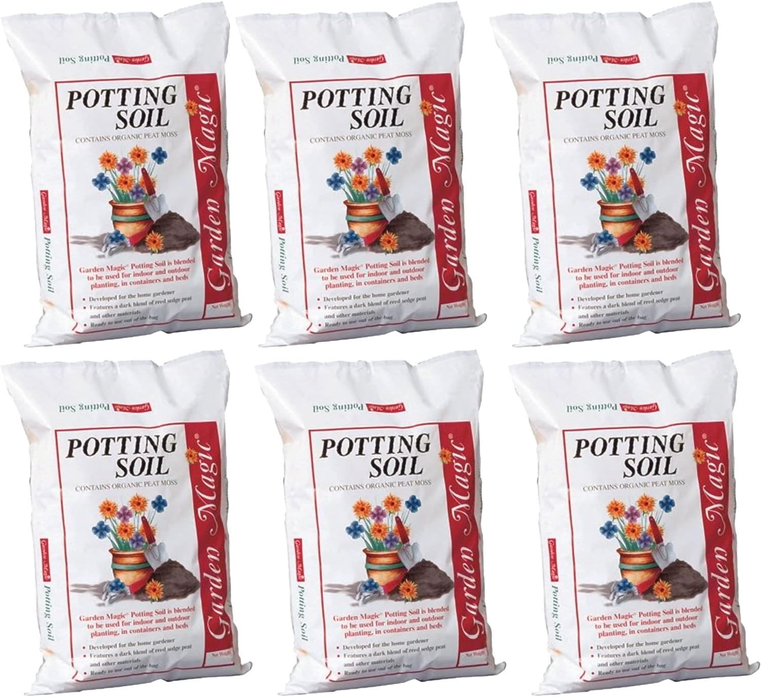 Michigan Peat 20 Pound Bag of Garden Magic General Purpose Moisture Retaining Potting Soil Mix for Indoor and Outdoor Planting