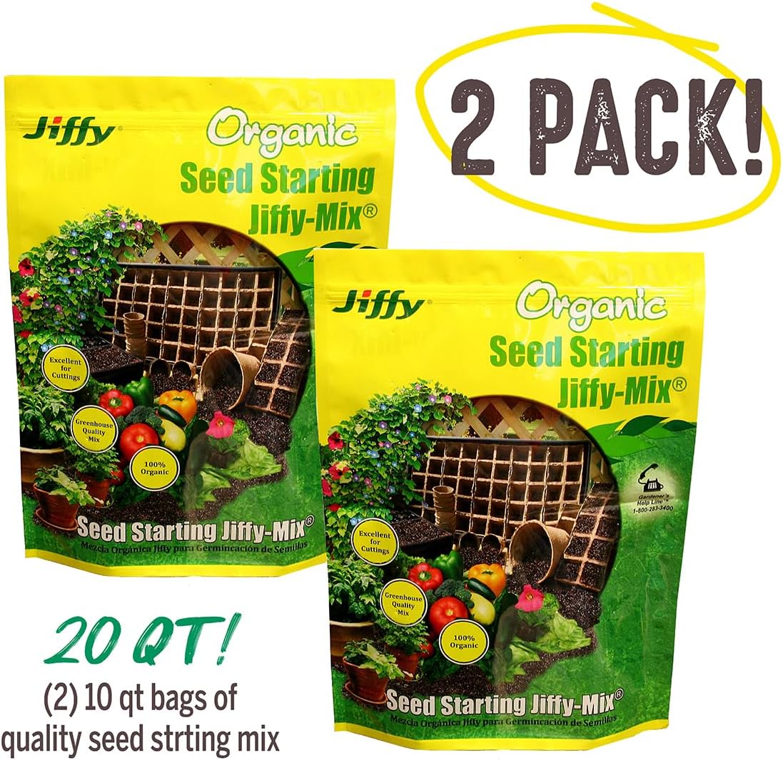 Jiffy Natural & Organic Seed Starting Soil Mix, 10 QT (1 Bag (10 QT)