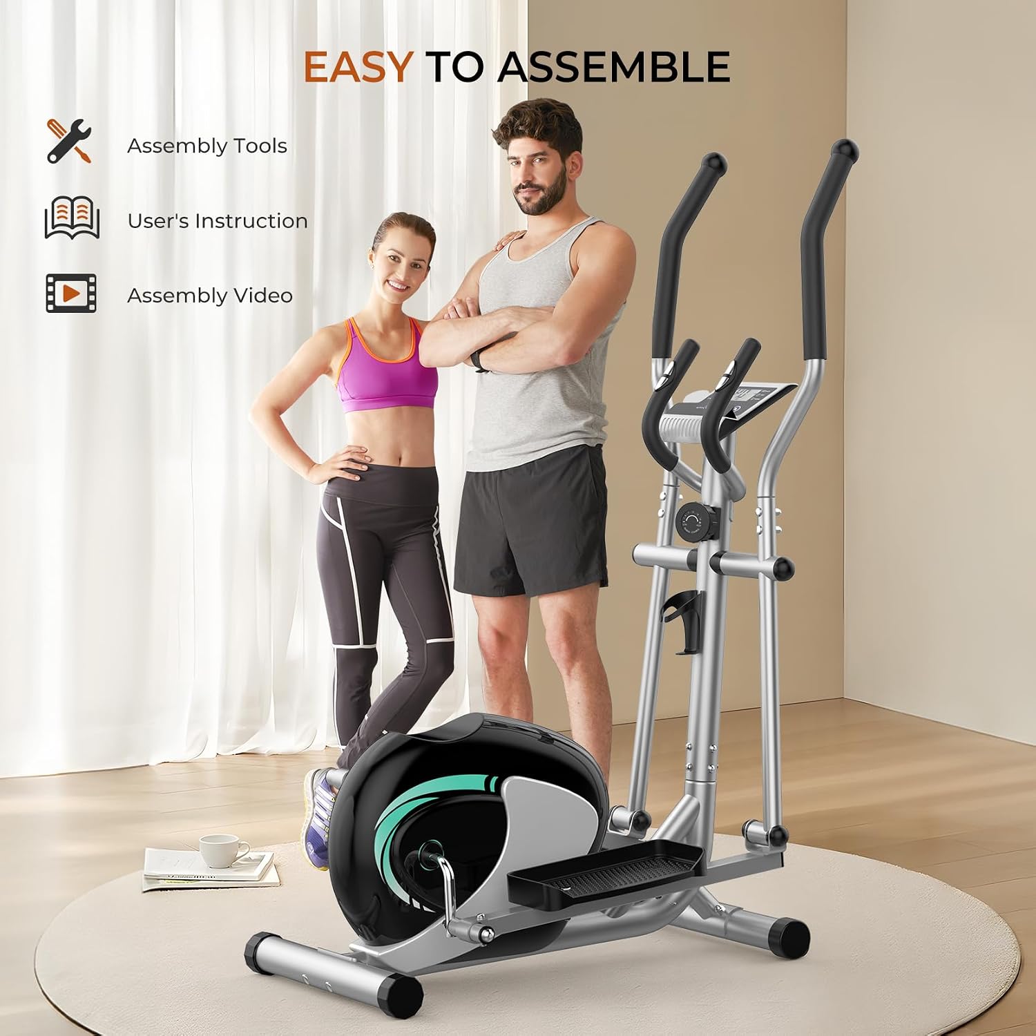 Dripex Elliptical Exercise Machine, Elliptical Machine for Home with 16 Resistance Levels, Quiet & Smooth Magnetic Elliptical Training Machines with 13.2 lb Flywheel, LCD Monitor & Pulse