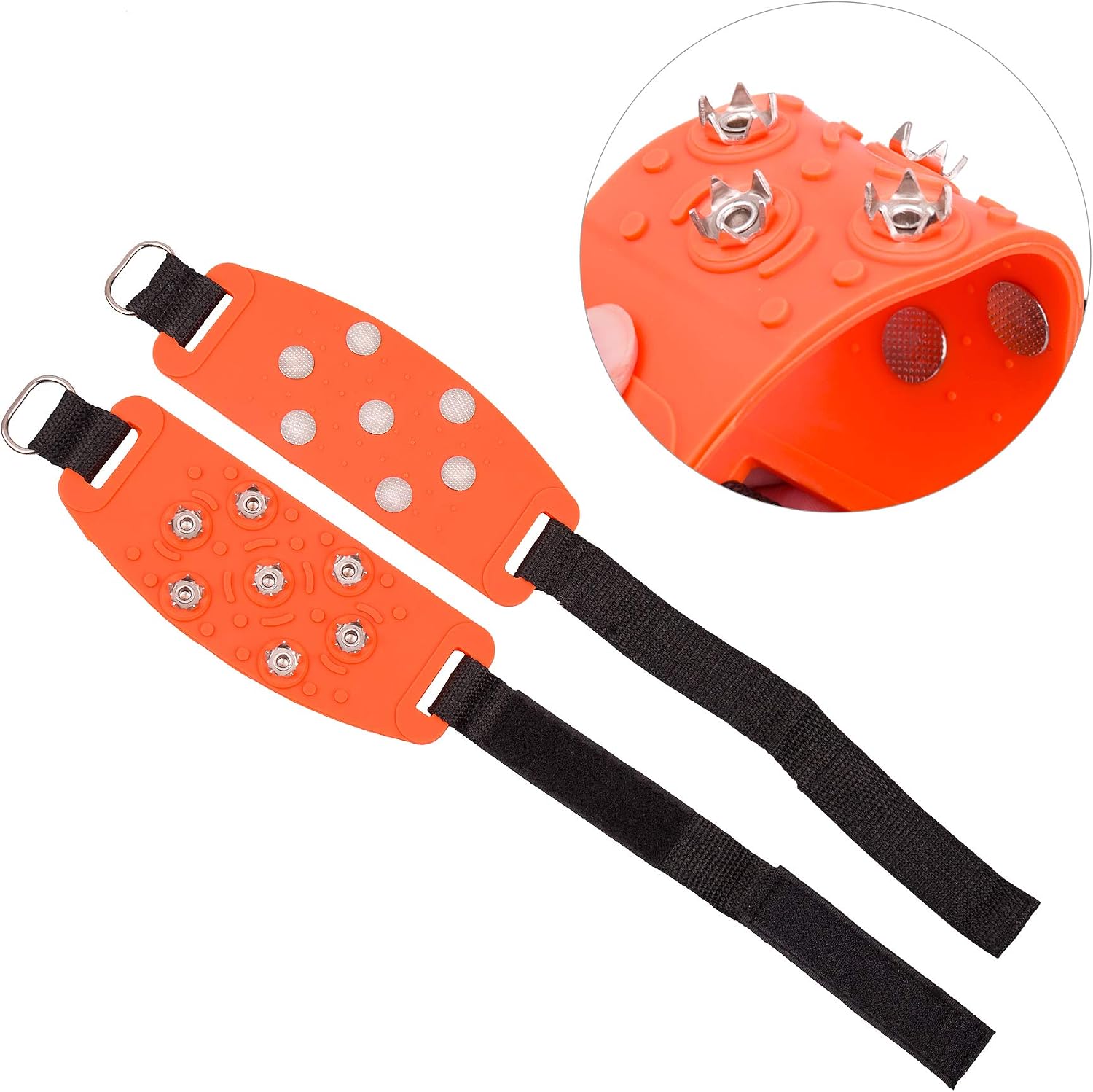FANBX F Crampon Traction Cleats Anti-Skid Traction Grips Crampons Spikes 7 Point Cleats for Footwear for Walking, Jogging, Hiking, Mountaineering Ice Snow Grips
