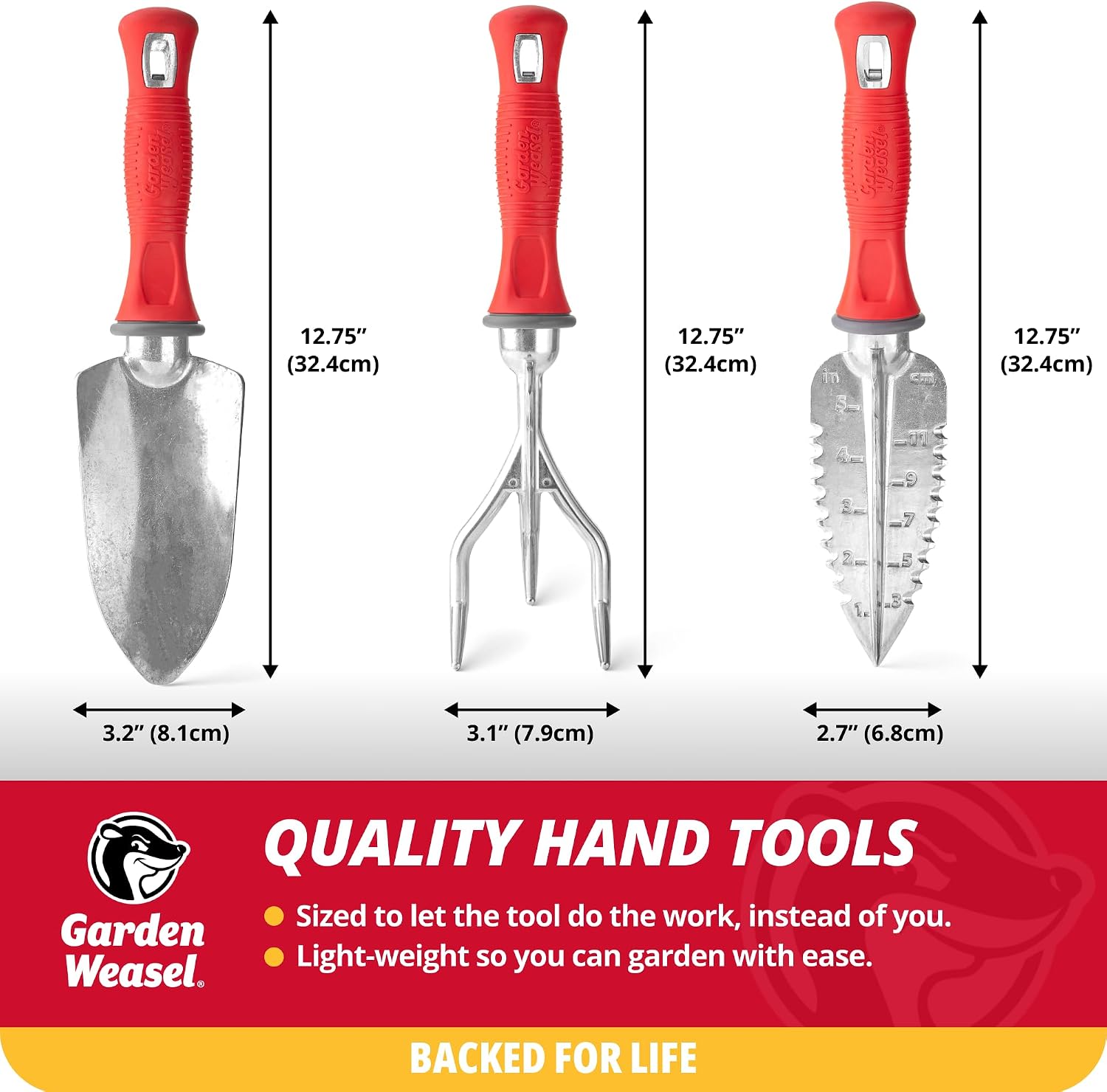 Garden Weasel 3Piece Hand Tool Set Trowel Transplanter Cultivator Gardening