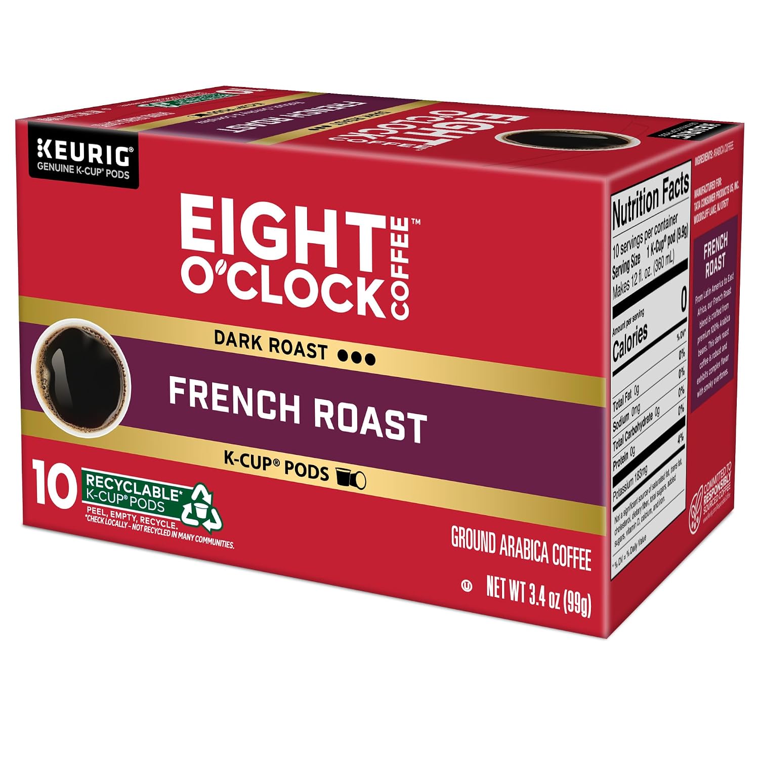 Eight O'Clock Coffee The Original, Single-Serve Keurig K-Cup Pods, Medium Roast Coffee Pods, 72 Count