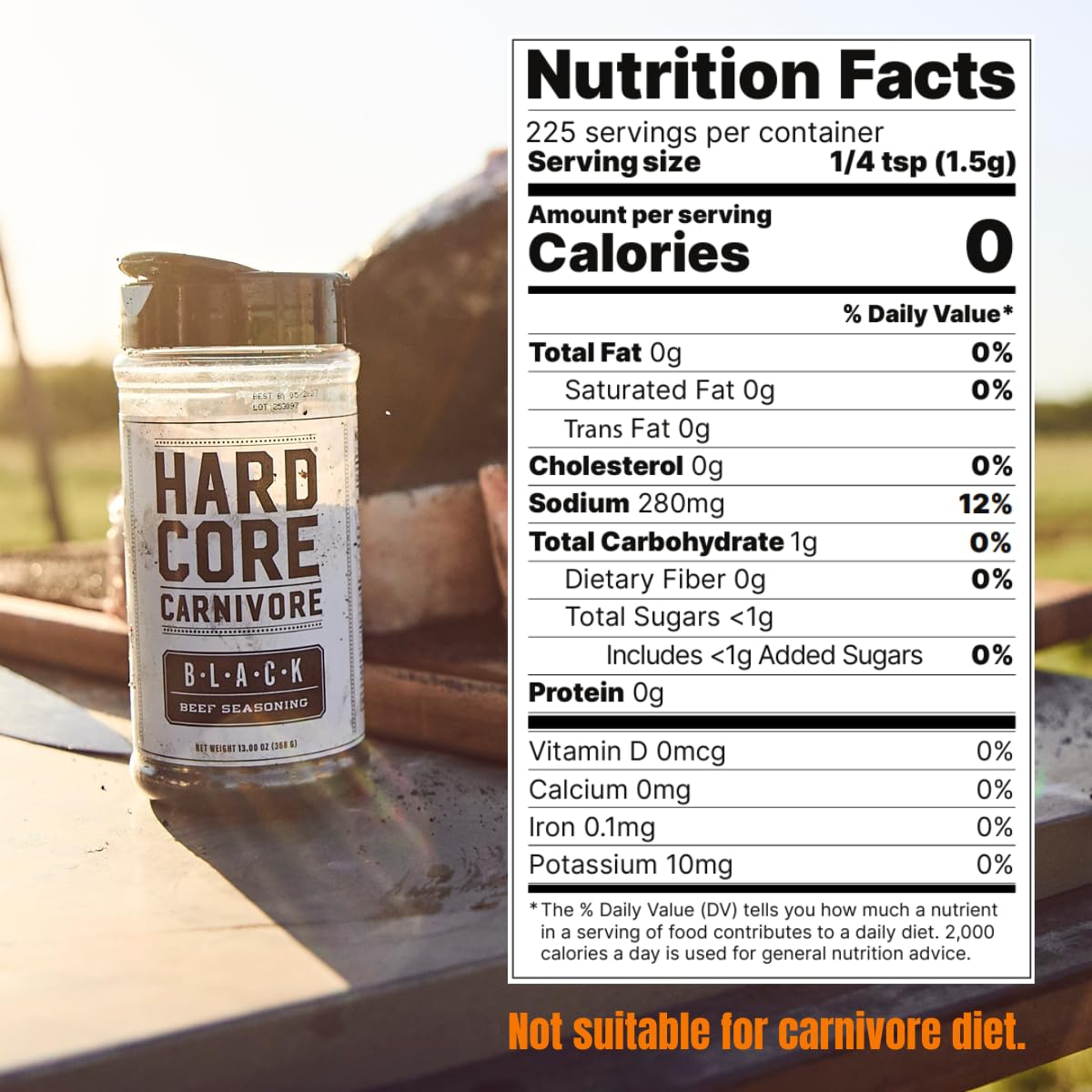 Hardcore Carnivore Black | All-Purpose Beef Seasoning Rub, 13oz Shaker