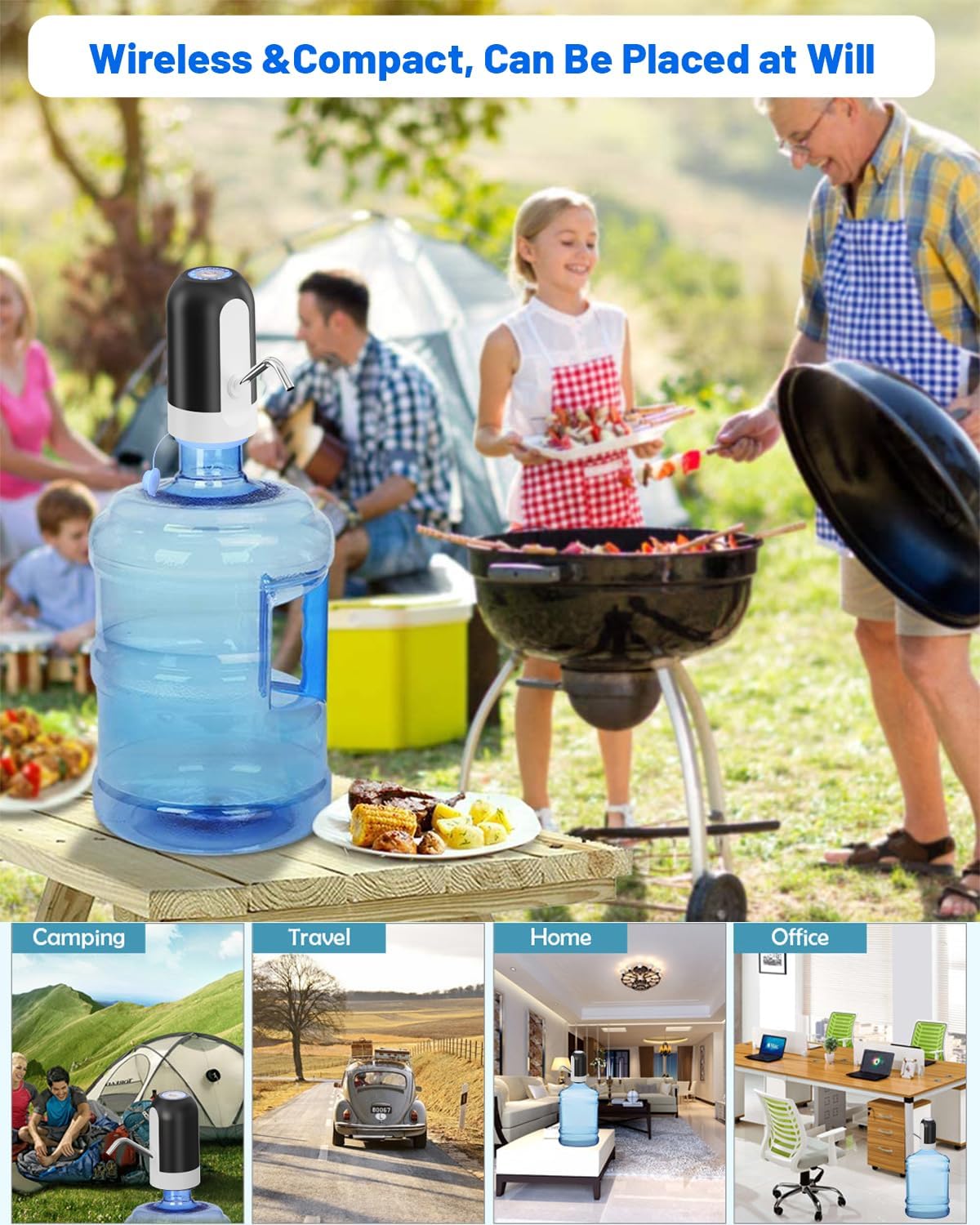 Myvision 5 Gallon Water Dispenser,Portable USB Charging Water Bottle Pump