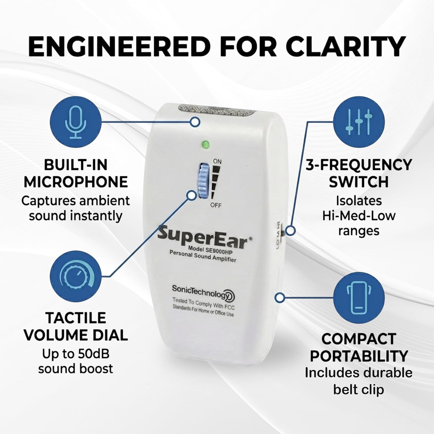 SuperEar SE9000HP - Hearing Amplifier, Sound Listening, Personal Headphones
