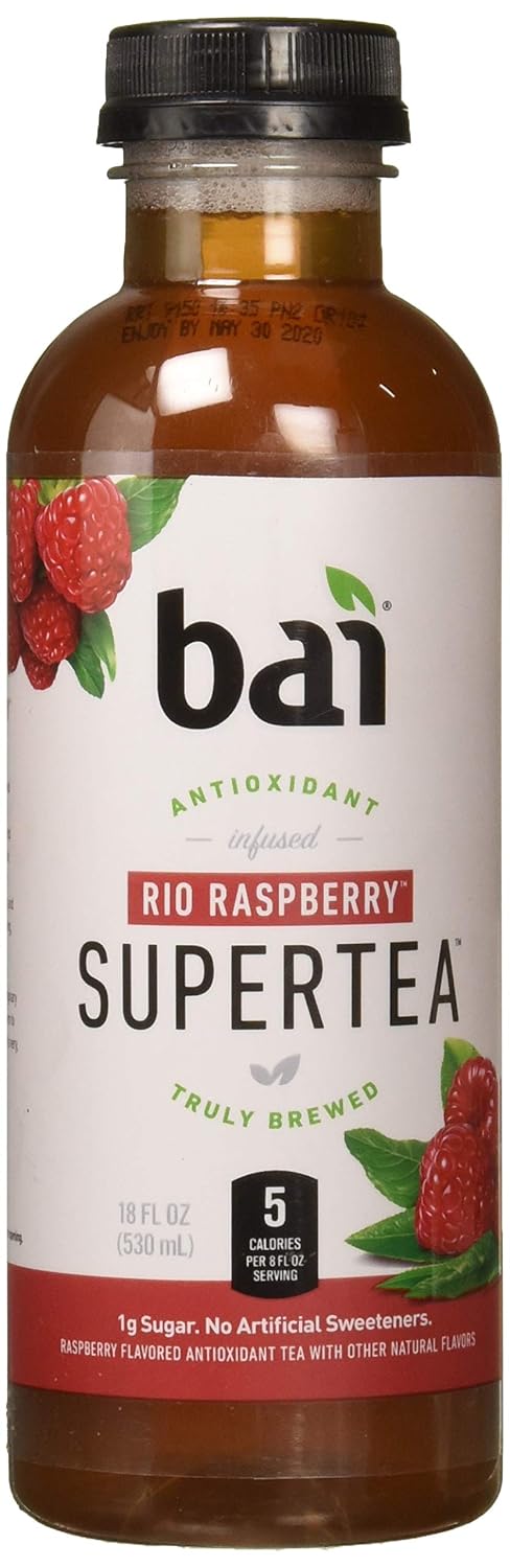 Bai Iced Tea, Narino Peach, Antioxidant Infused Supertea, Crafted with Real Tea (Black Tea, White Tea), 18 Fluid Ounce Bottles, 12 count