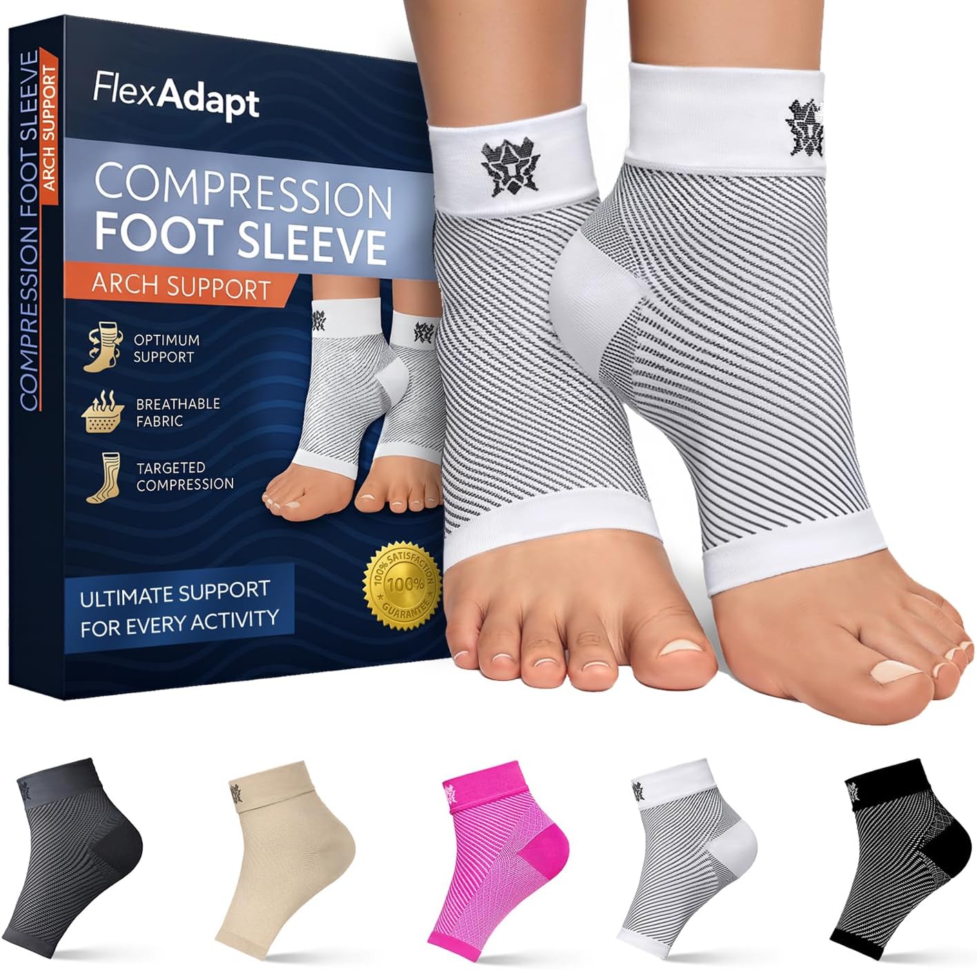 Compression Socks for Plantar Fasciitis & Achilles Tendonitis Relief – Pair of Ankle Compression Sleeves for Foot Swelling, Heel Spurs, Pain & Fatigue – Comfortable Arch Support Brace for Daily Use (Black, Medium)