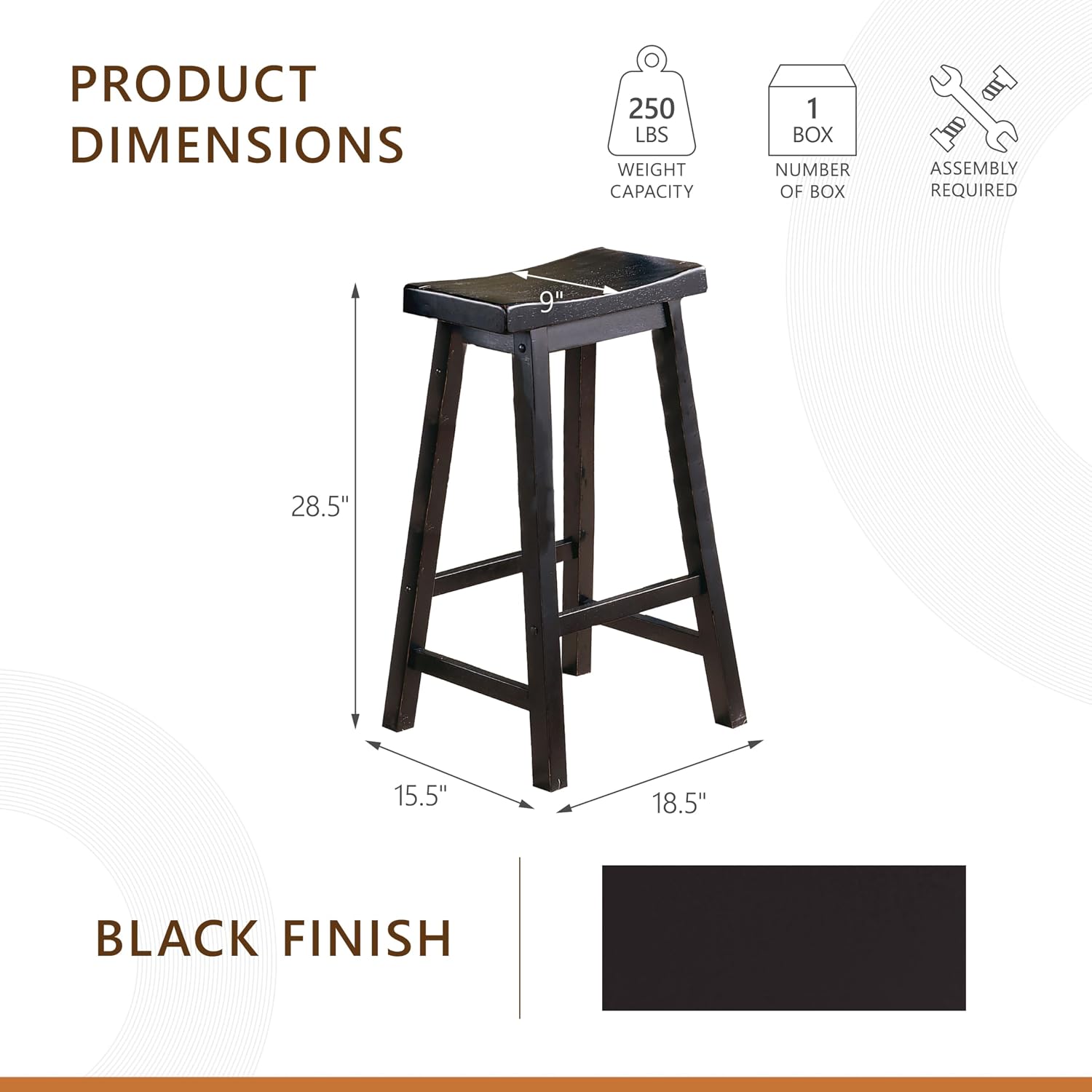 Homelegance Saddleback 24-Inch Height Barstool, Cherry, Set of 2