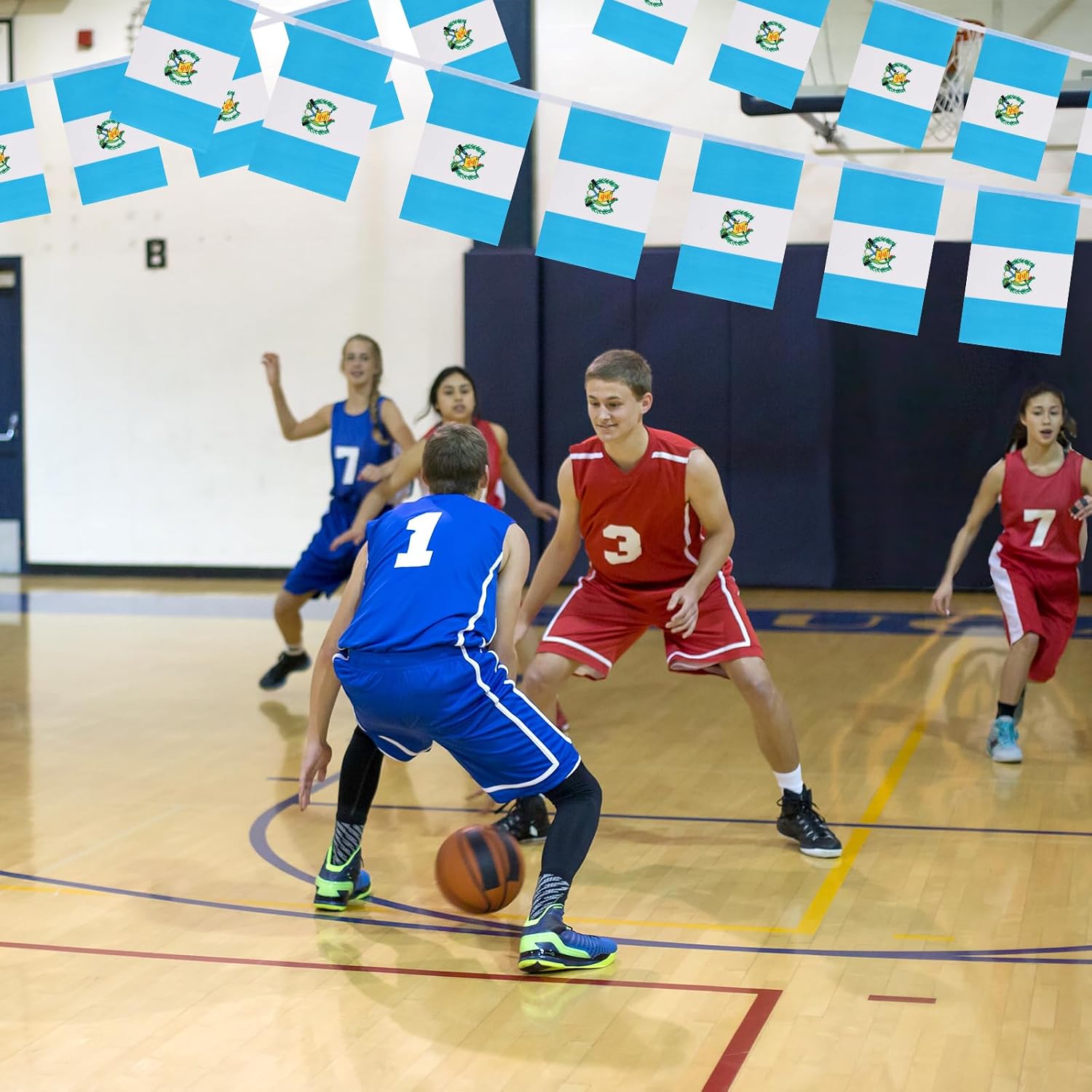 Nicaragua Flag Banner, Small Mini Nicaraguan Flags Patriotic Decoration for Party, Classroom, Sports Events, 33 Feet 30 Flags