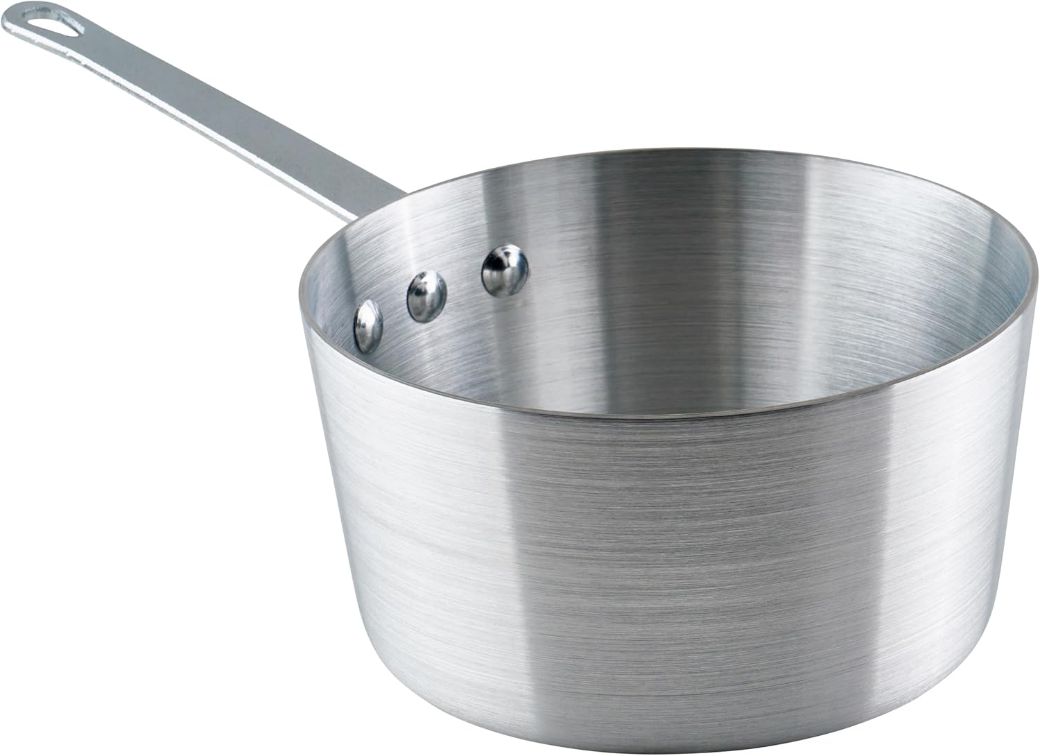 Winco 3 3/4 qt Heavy-Duty Tapered Aluminum Sauce Pan, 3.75 qt | Tapered sides, Heavy-duty, Riveted handle, Great for Cooking and Food Preparation