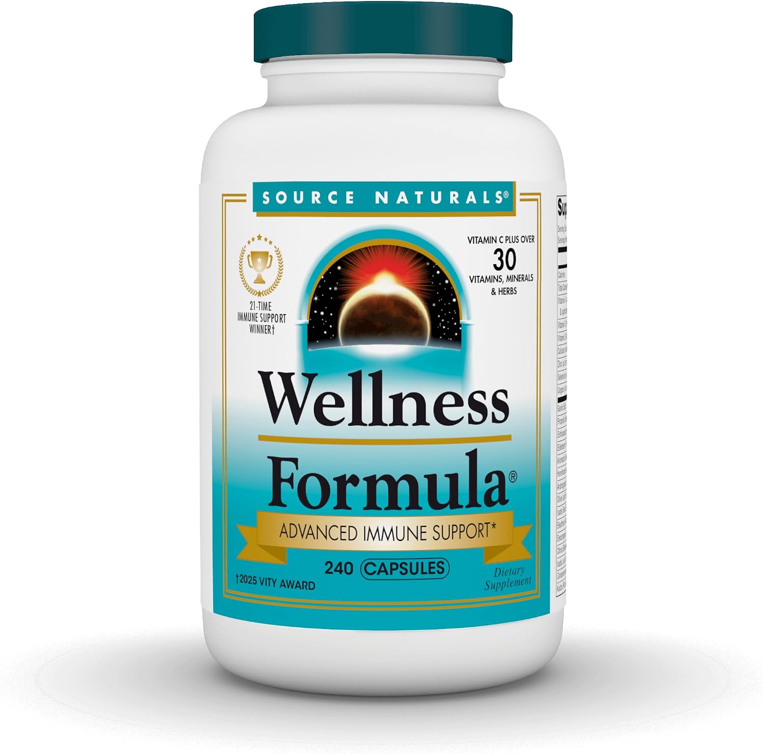 Source Naturals Wellness Formula, Advanced Immune Support - 240 Capsules | Bio-Aligned Vitamins & Herbal Defense with Vitamin C Plus 30 other Vitamins, Minerals & Herbs for Immune System Support
