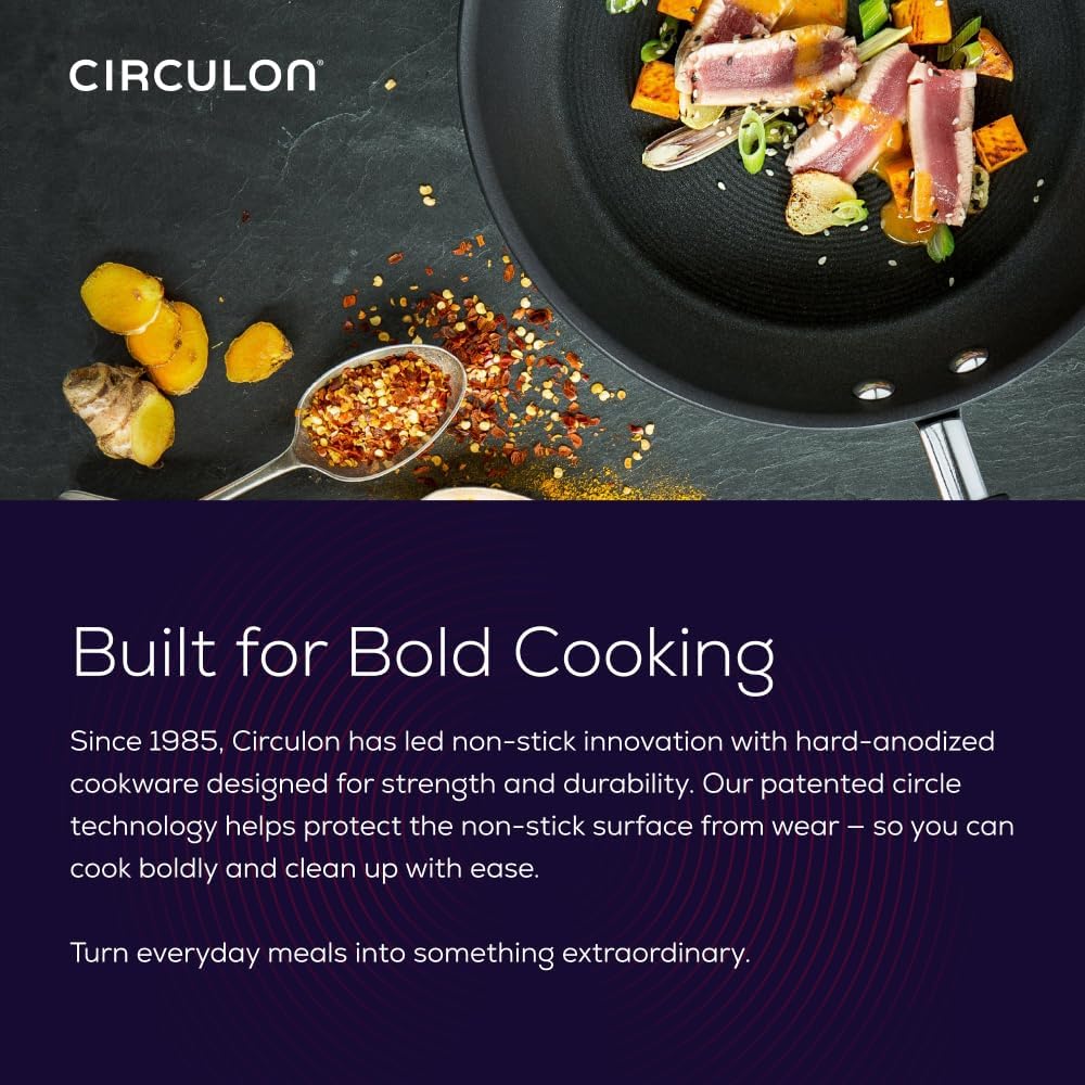 Circulon Symmetry Hard Anodized Nonstick Induction Frying Pan, 8.5-Inch Fry Pan, Black
