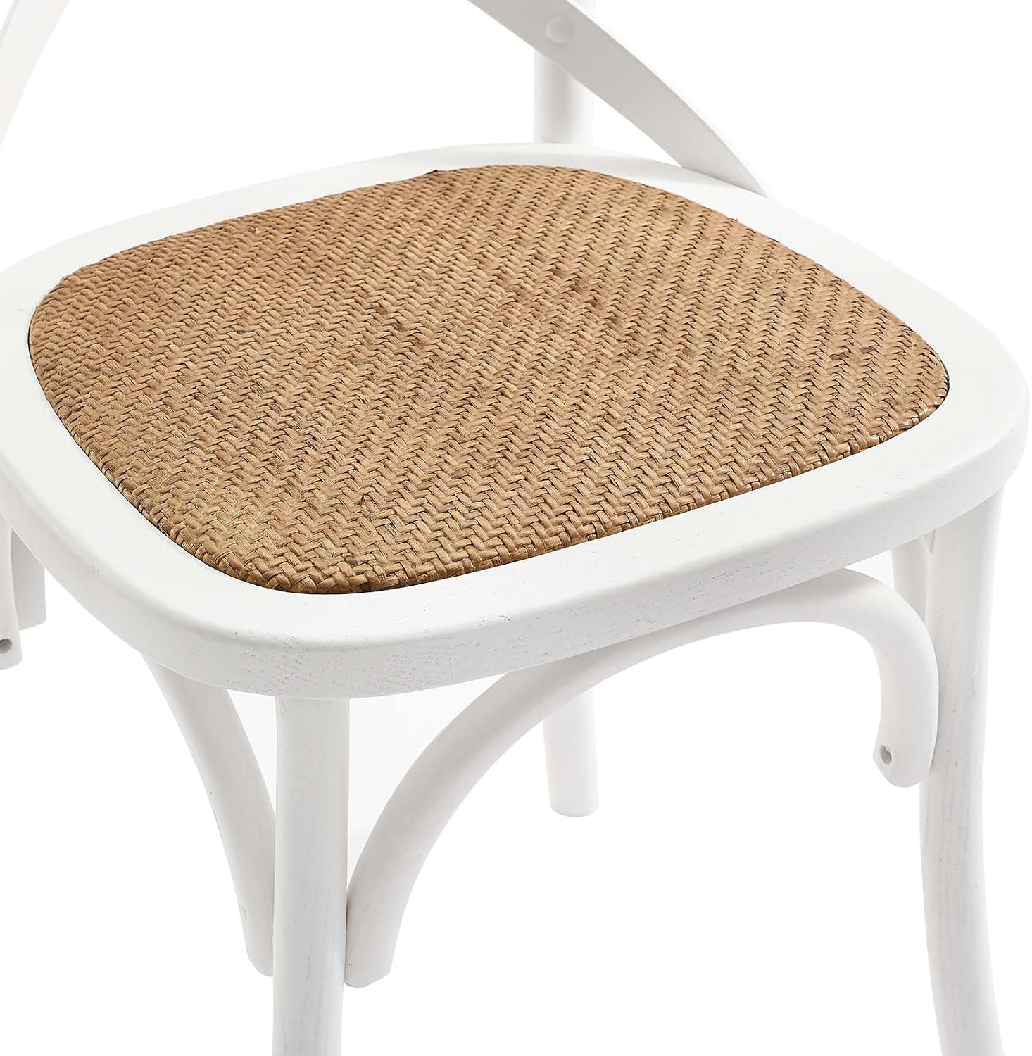 Modway Gear Rustic Modern Farmhouse Elm Wood Rattan Dining Chair in Gray