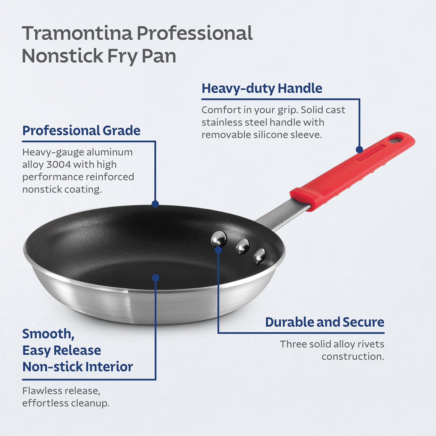 Tramontina Professional 8-Inch Non Stick Small Frying Pan | Heavy-Gauge Aluminum Skillet with Reinforced Nonstick Coating, Red Handle, Dishwasher and Oven Safe, Made in Brazil