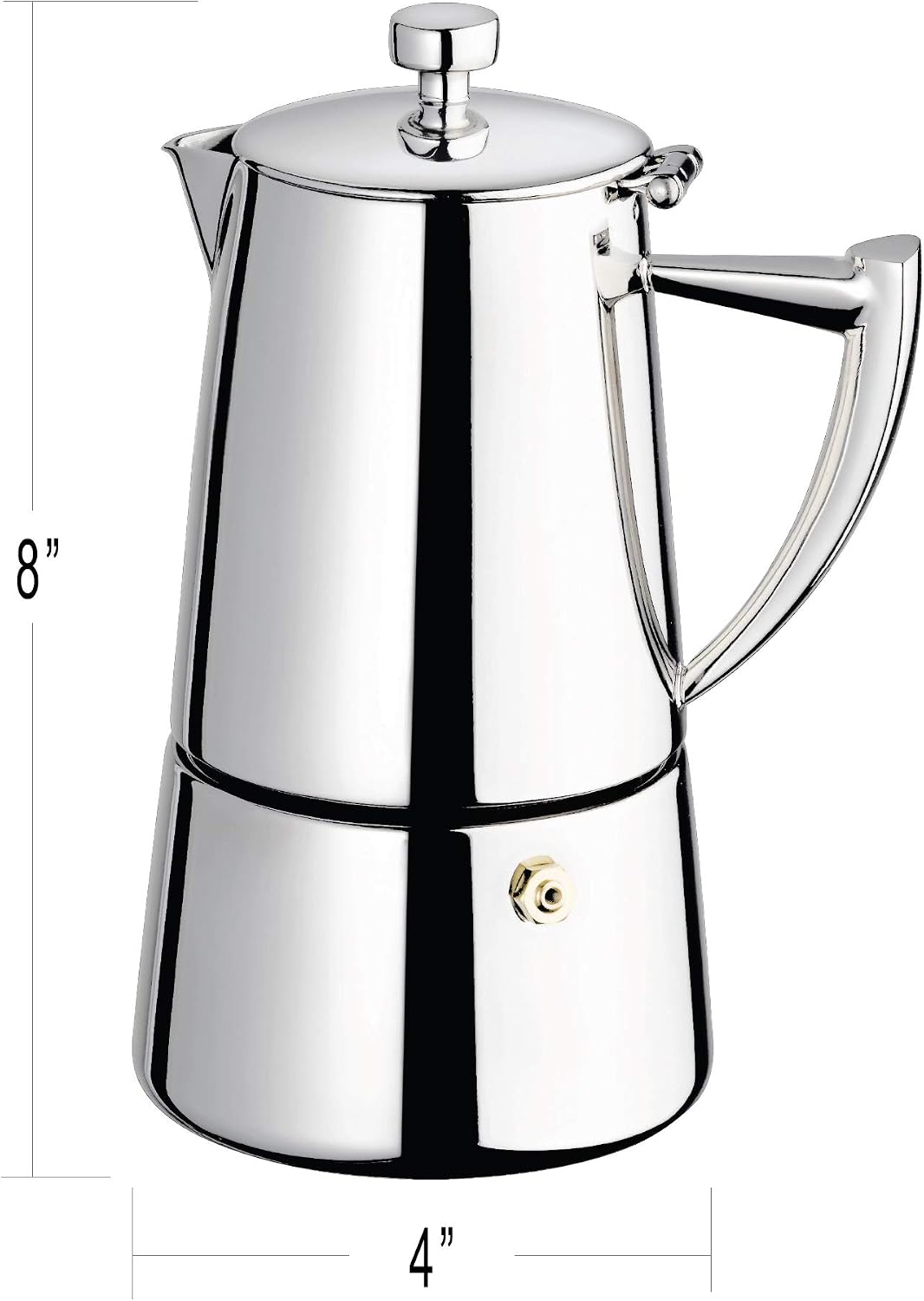Cuisinox Roma Stovetop Espresso Maker COF-6R, Stainless Steel Coffee Percolator Stovetop, Heat-Resistant & Non-Reactive, 6-Cup Italian Espresso Maker Easy to Clean, Durable Stove Top Percolator